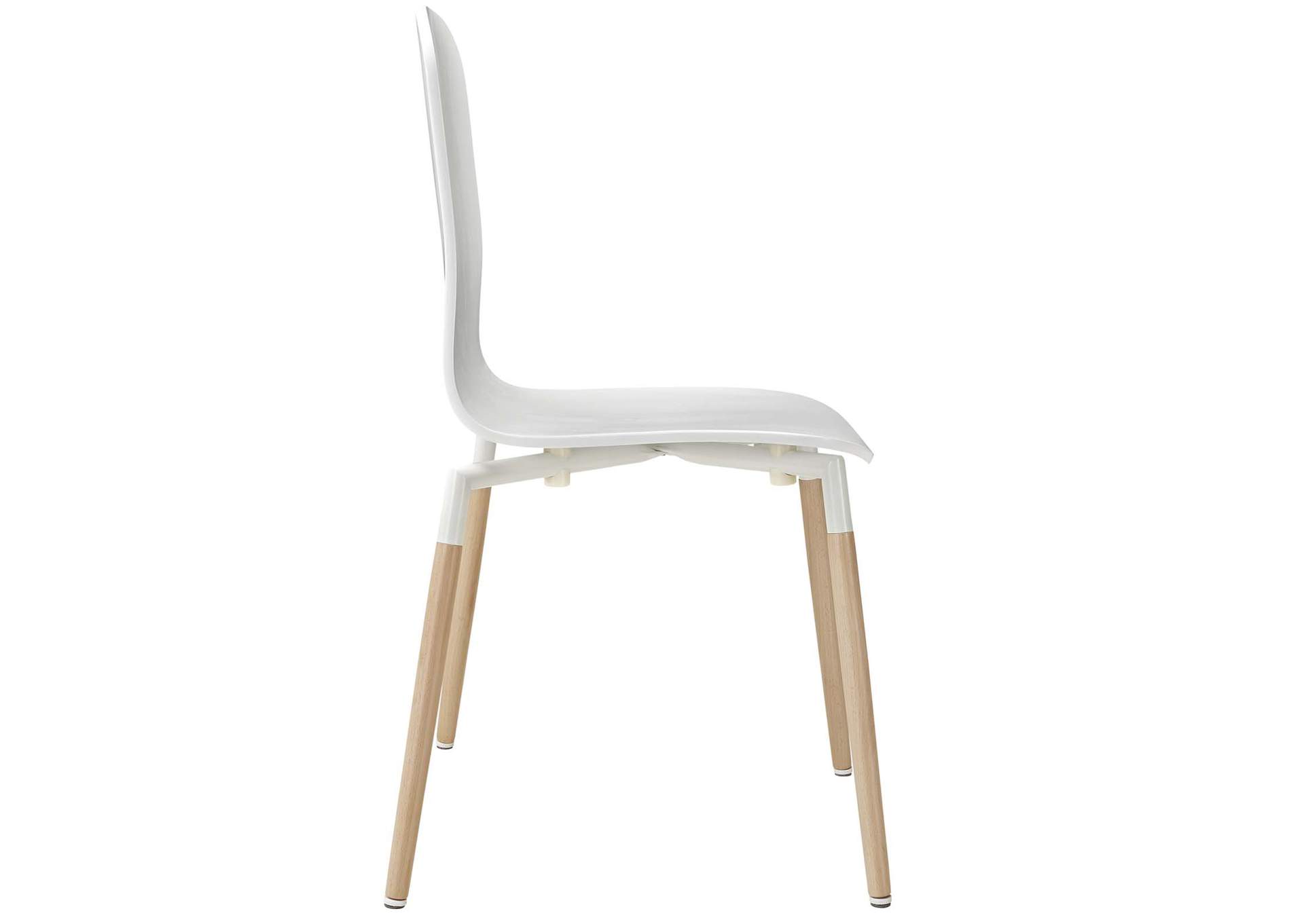 White Stack Dining Chairs Wood [Set of 2],Modway