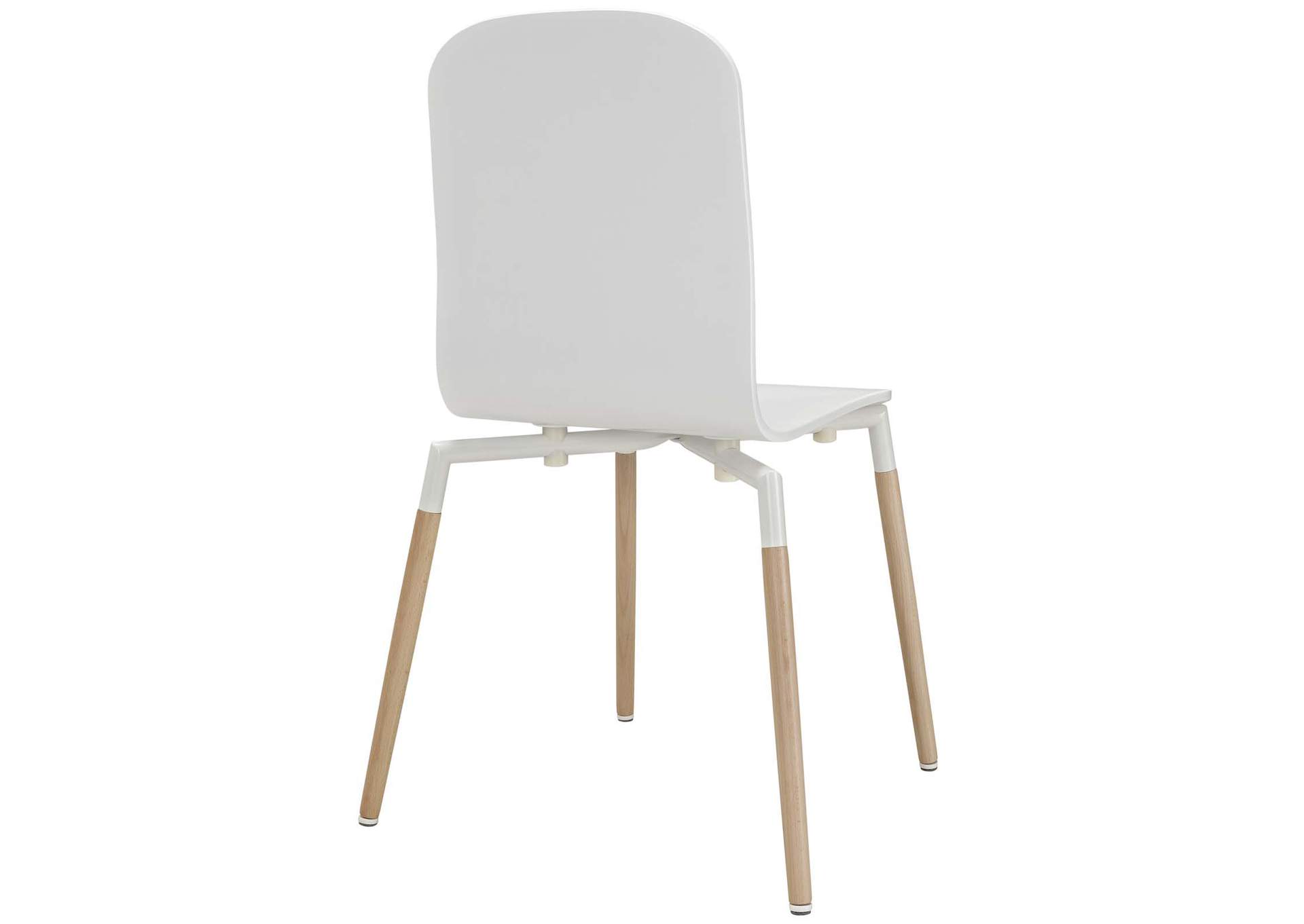 White Stack Dining Chairs Wood [Set of 4],Modway