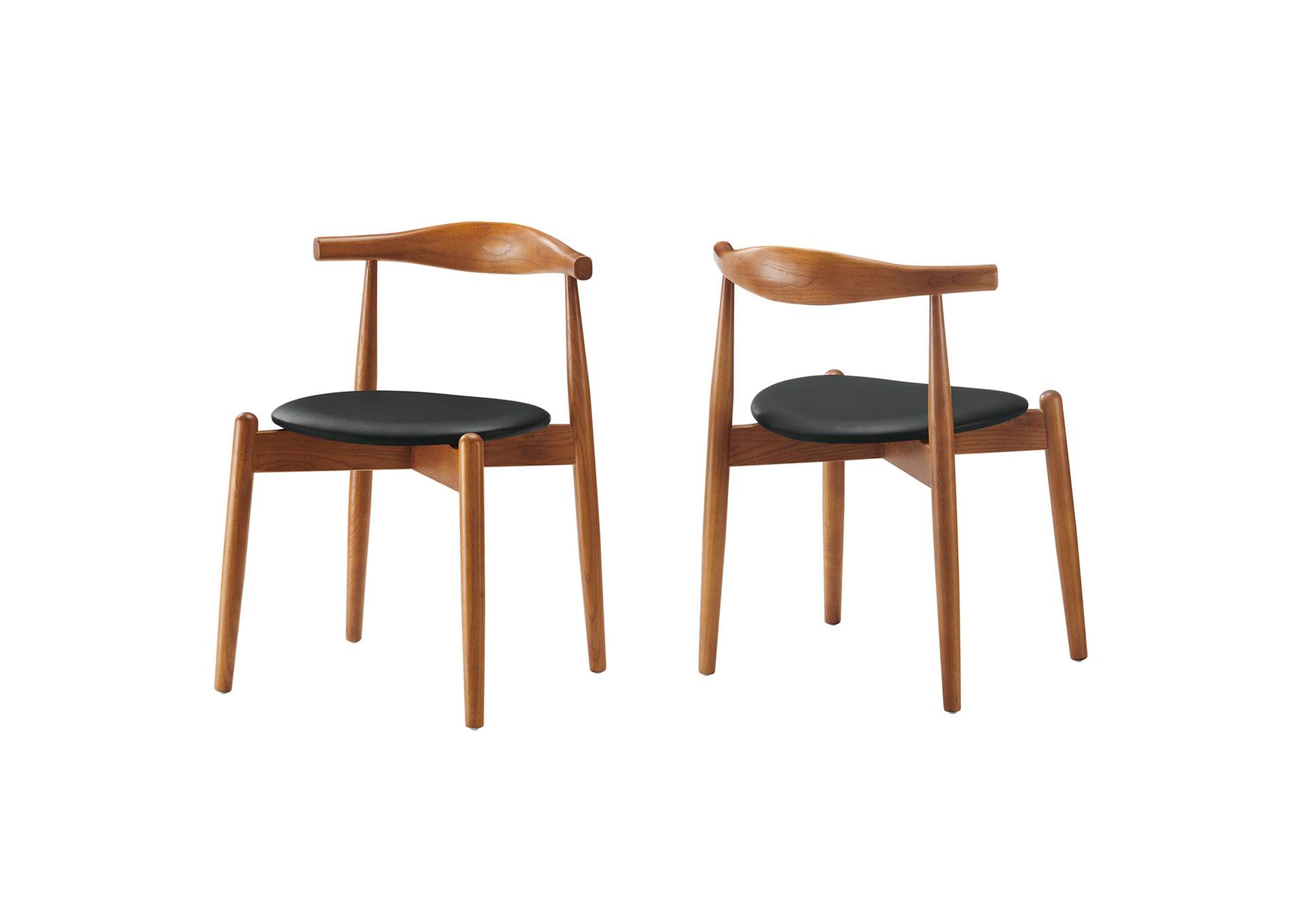 Dark Walnut Black Stalwart Dining Side Chairs [Set of 2],Modway