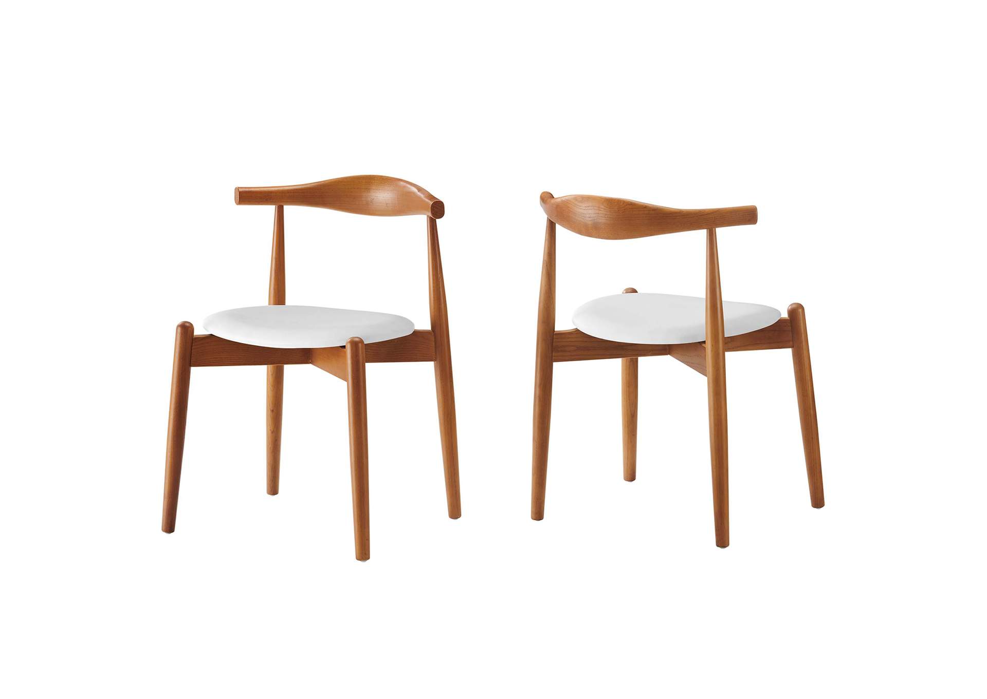 Dark Walnut White Stalwart Dining Side Chairs [Set of 2],Modway