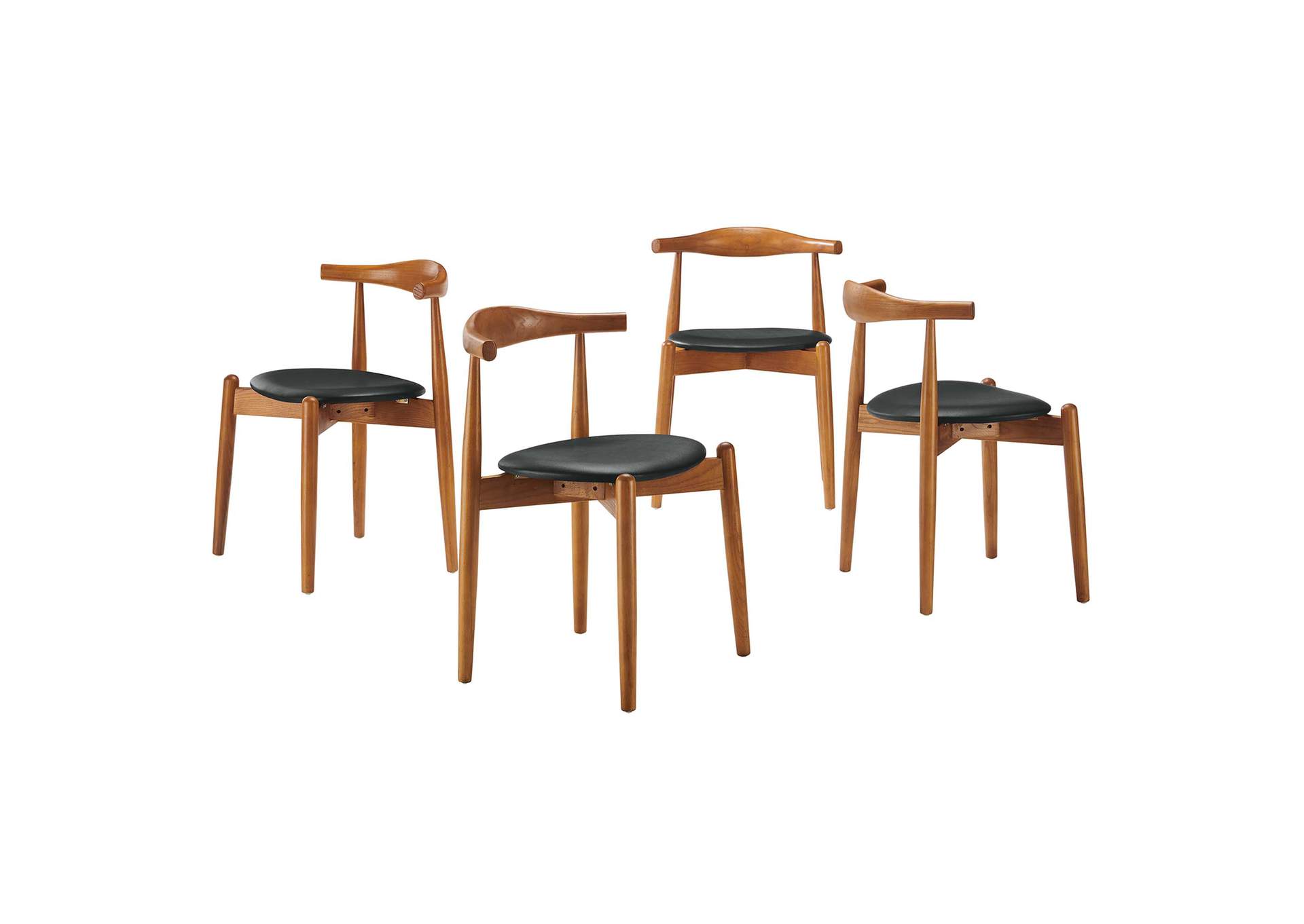 Dark Walnut Black Stalwart Dining Side Chairs [Set of 4],Modway