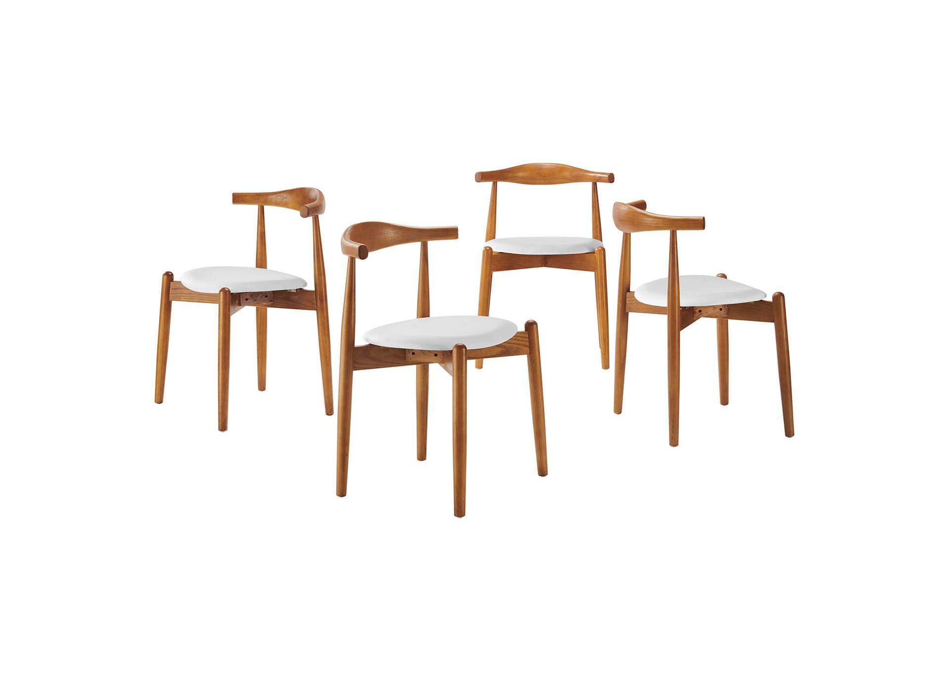 Dark Walnut White Stalwart Dining Side Chairs [Set of 4],Modway