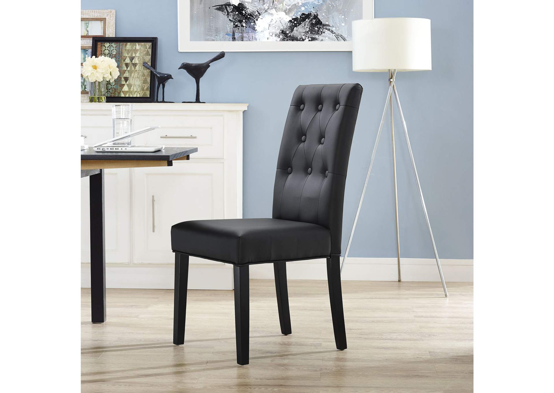 Black Confer Dining Vinyl Side Chair,Modway