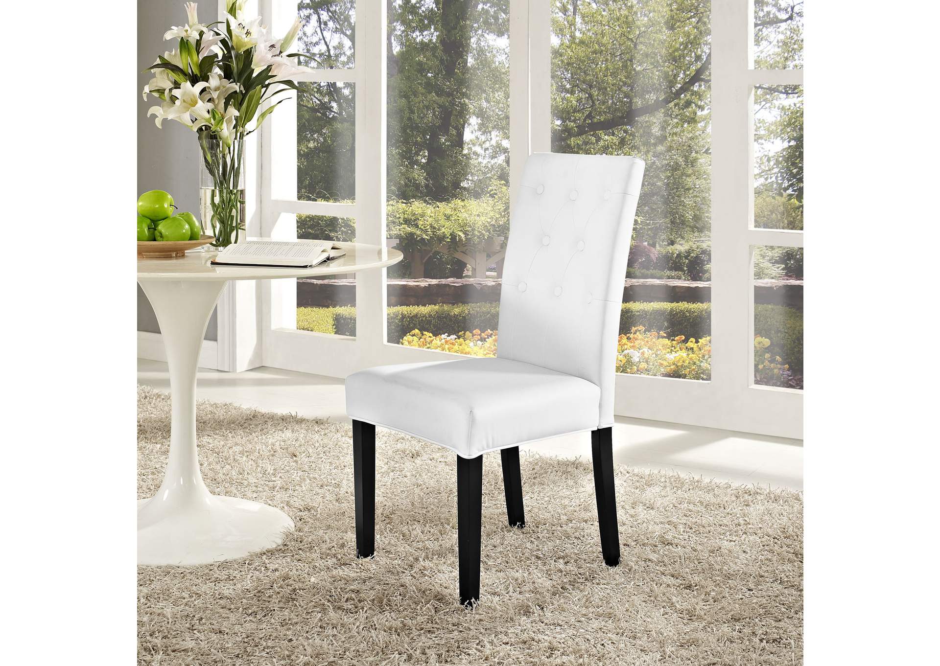 White Confer Dining Vinyl Side Chair,Modway