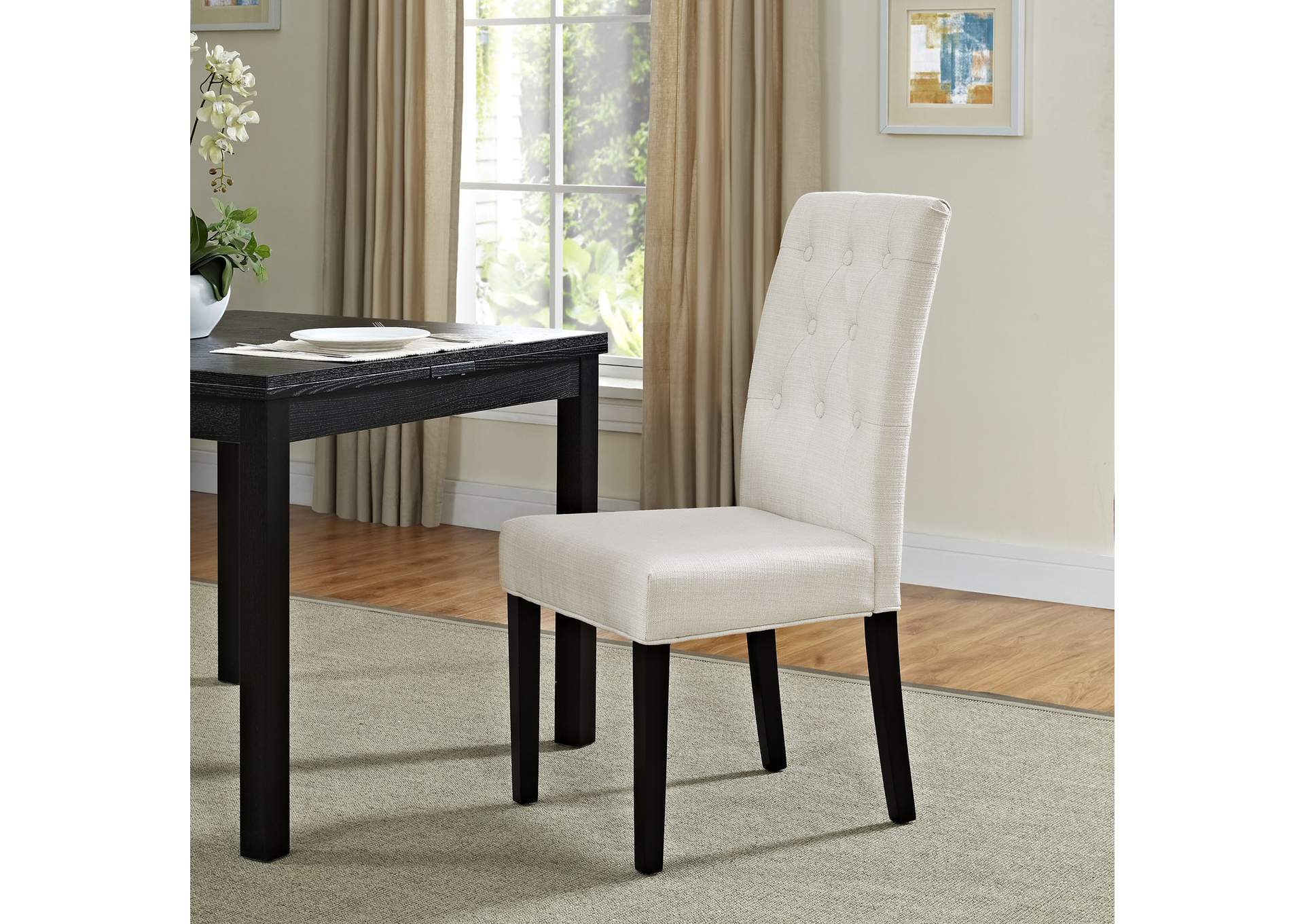 Beige Confer Dining Fabric Side Chair,Modway