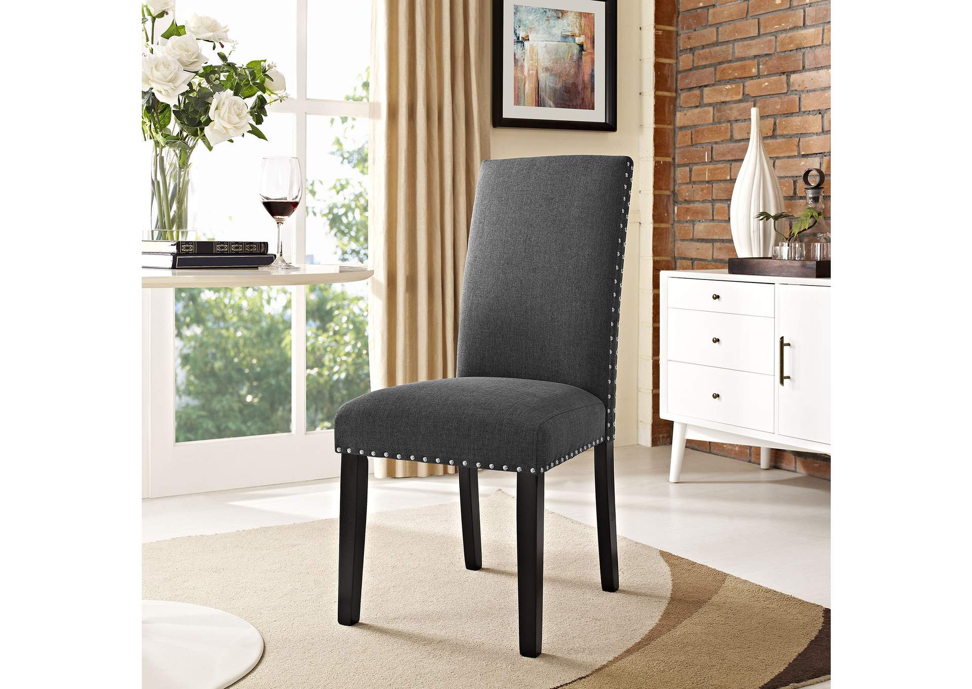 Gray Parcel Dining Upholstered Fabric Side Chair,Modway