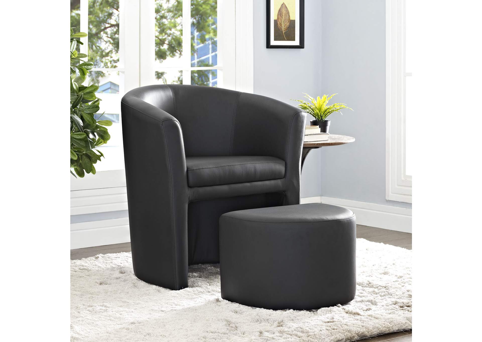 Black Divulge Armchair and Ottoman,Modway