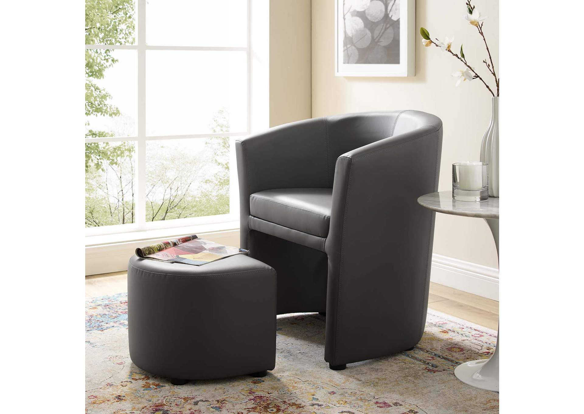 Gray Divulge Armchair and Ottoman,Modway