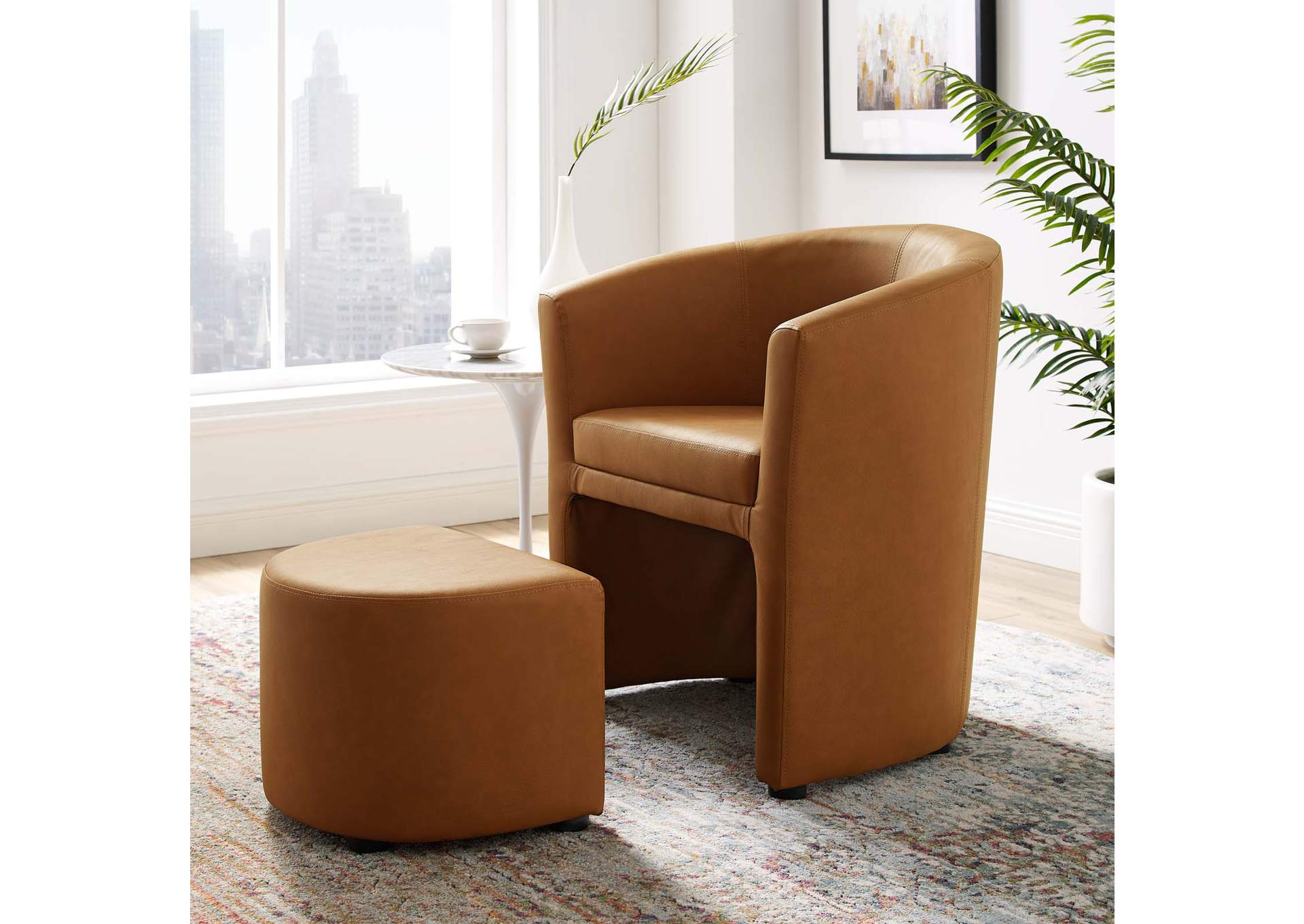 Tan Divulge Armchair and Ottoman,Modway