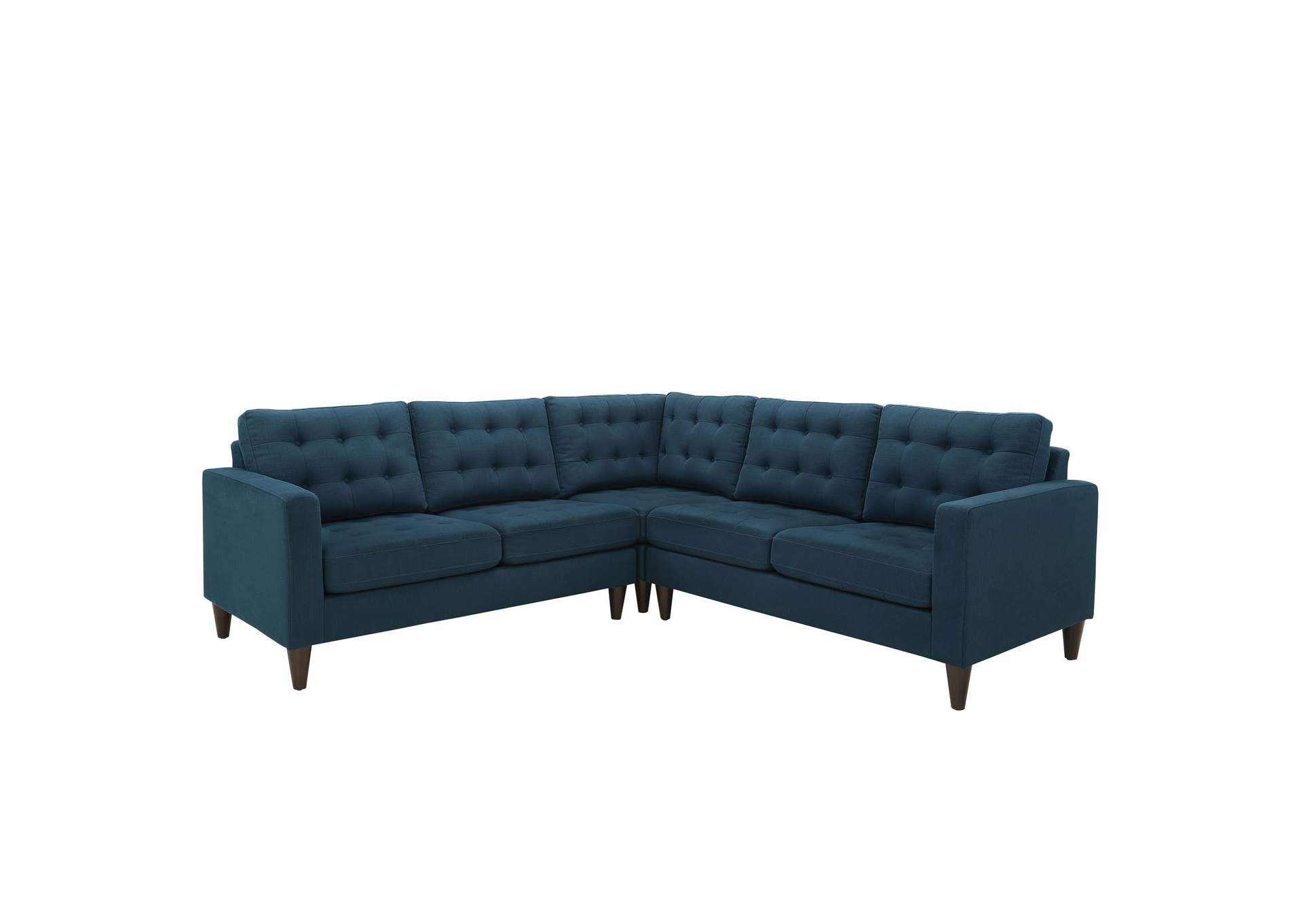 Azure Empress 3 Piece Upholstered Fabric Sectional Sofa Set,Modway