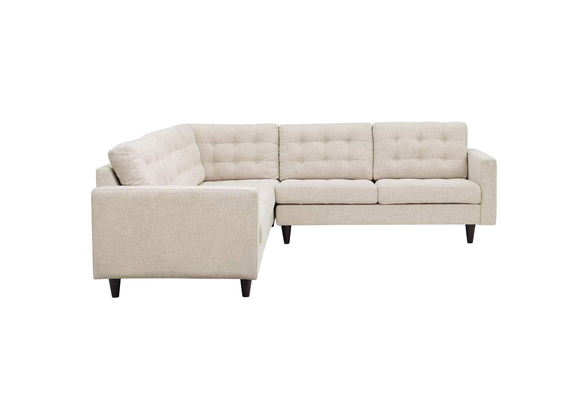 Beige Empress 3 Piece Upholstered Fabric Sectional Sofa Set,Modway