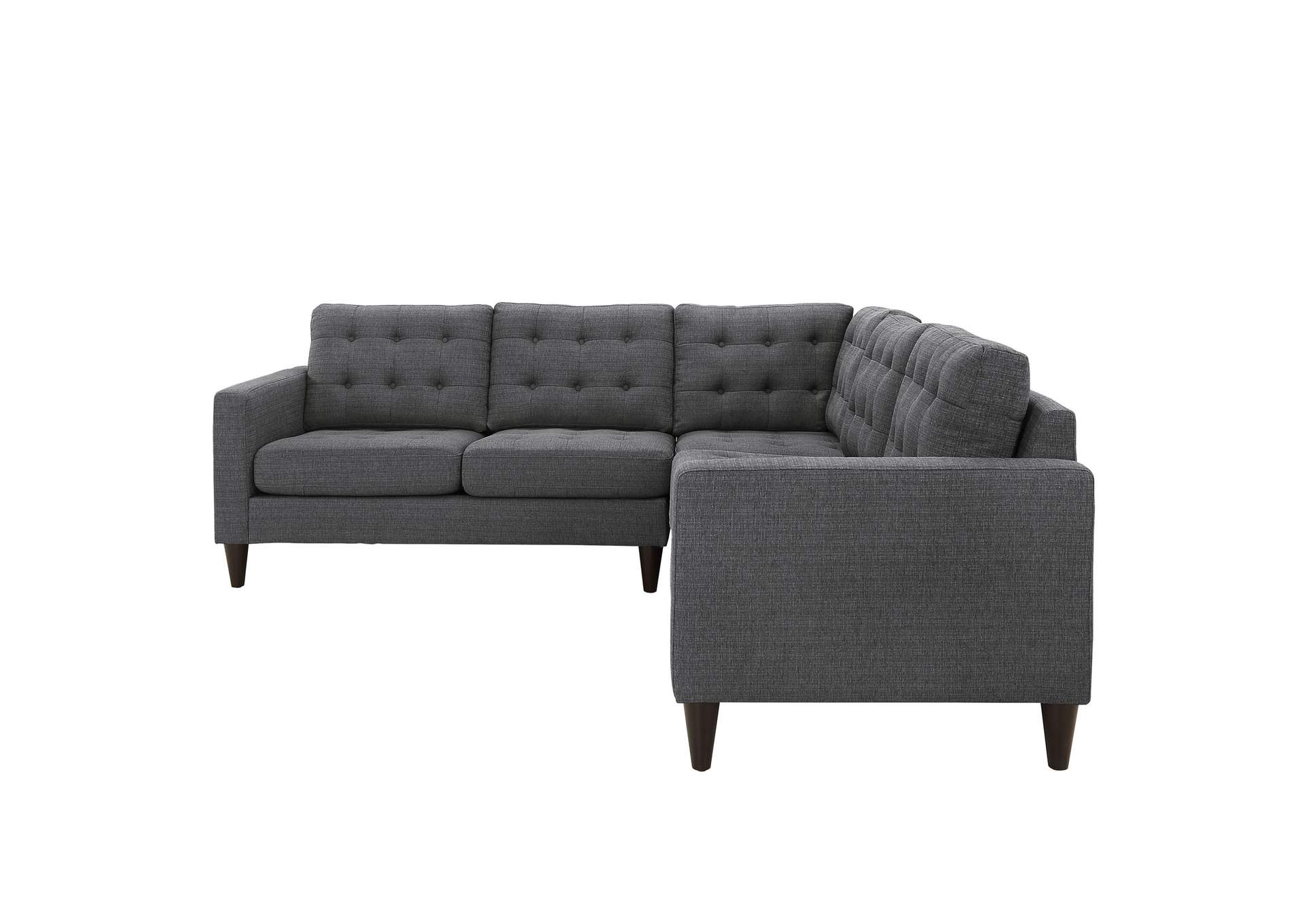 Gray Empress 3 Piece Upholstered Fabric Sectional Sofa Set,Modway