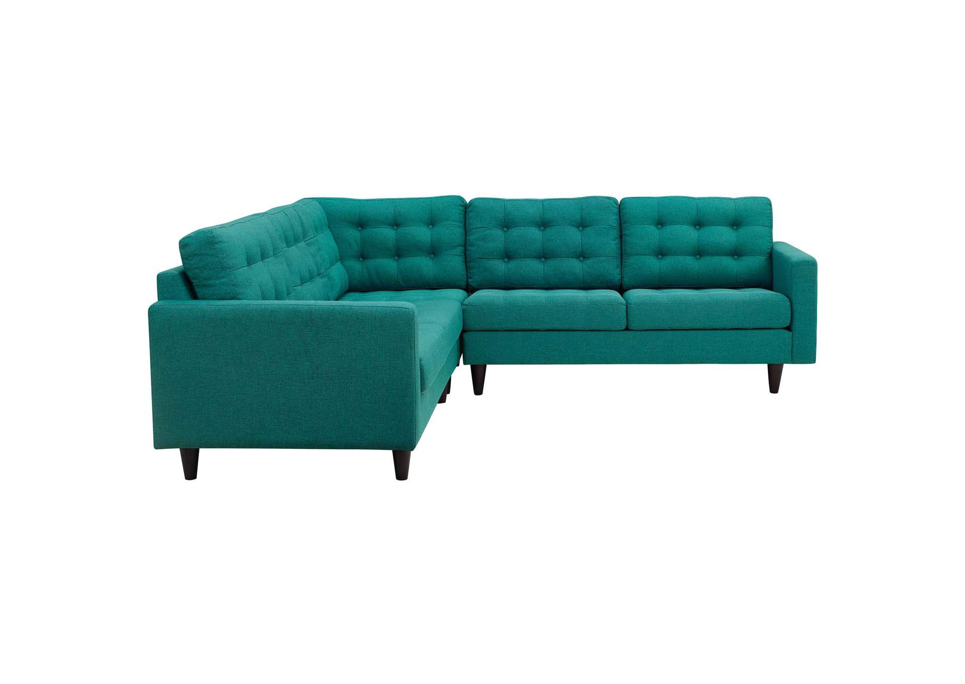 Teal Empress 3 Piece Upholstered Fabric Sectional Sofa Set,Modway