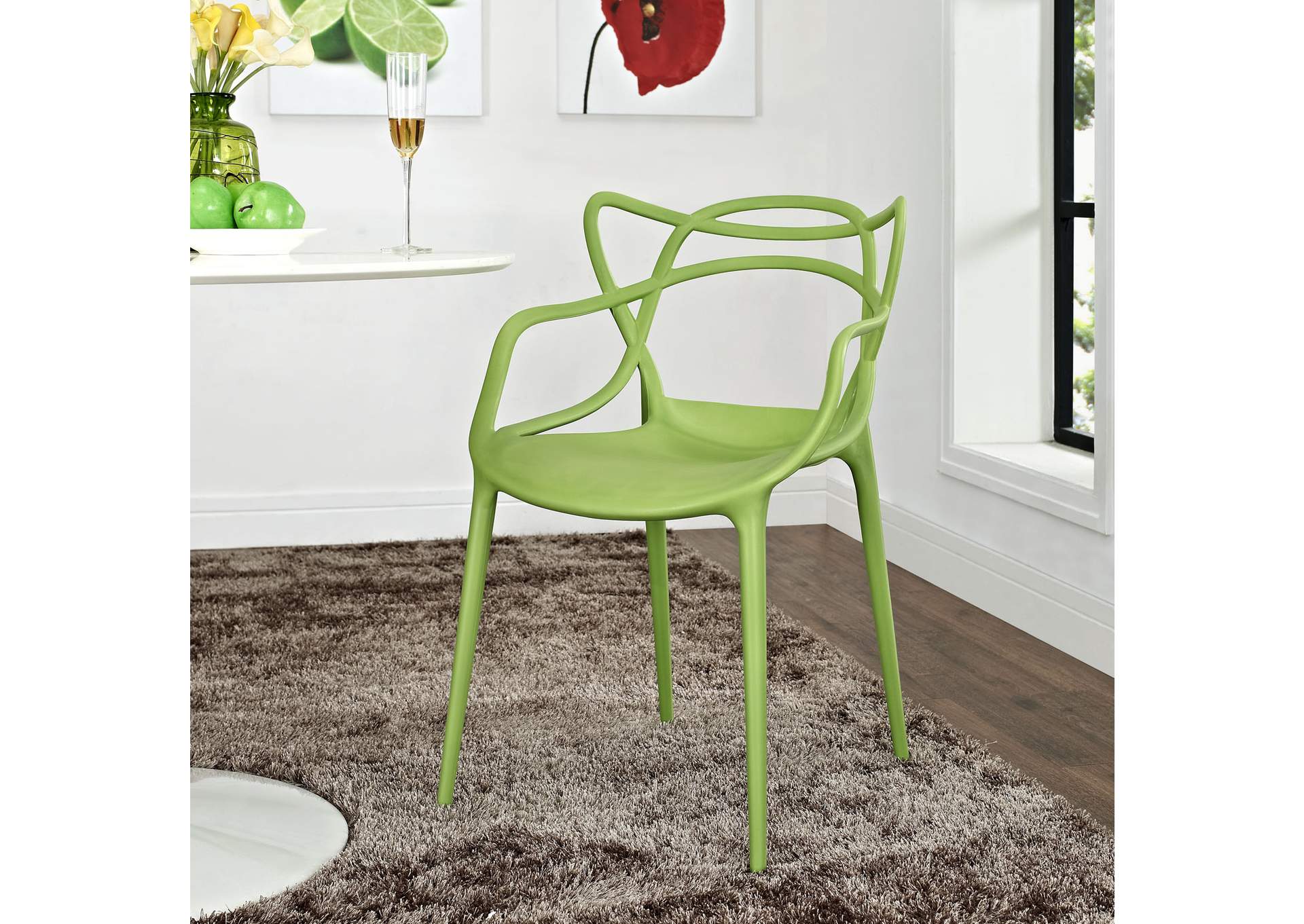 Green Entangled Arm Dining Chair,Modway