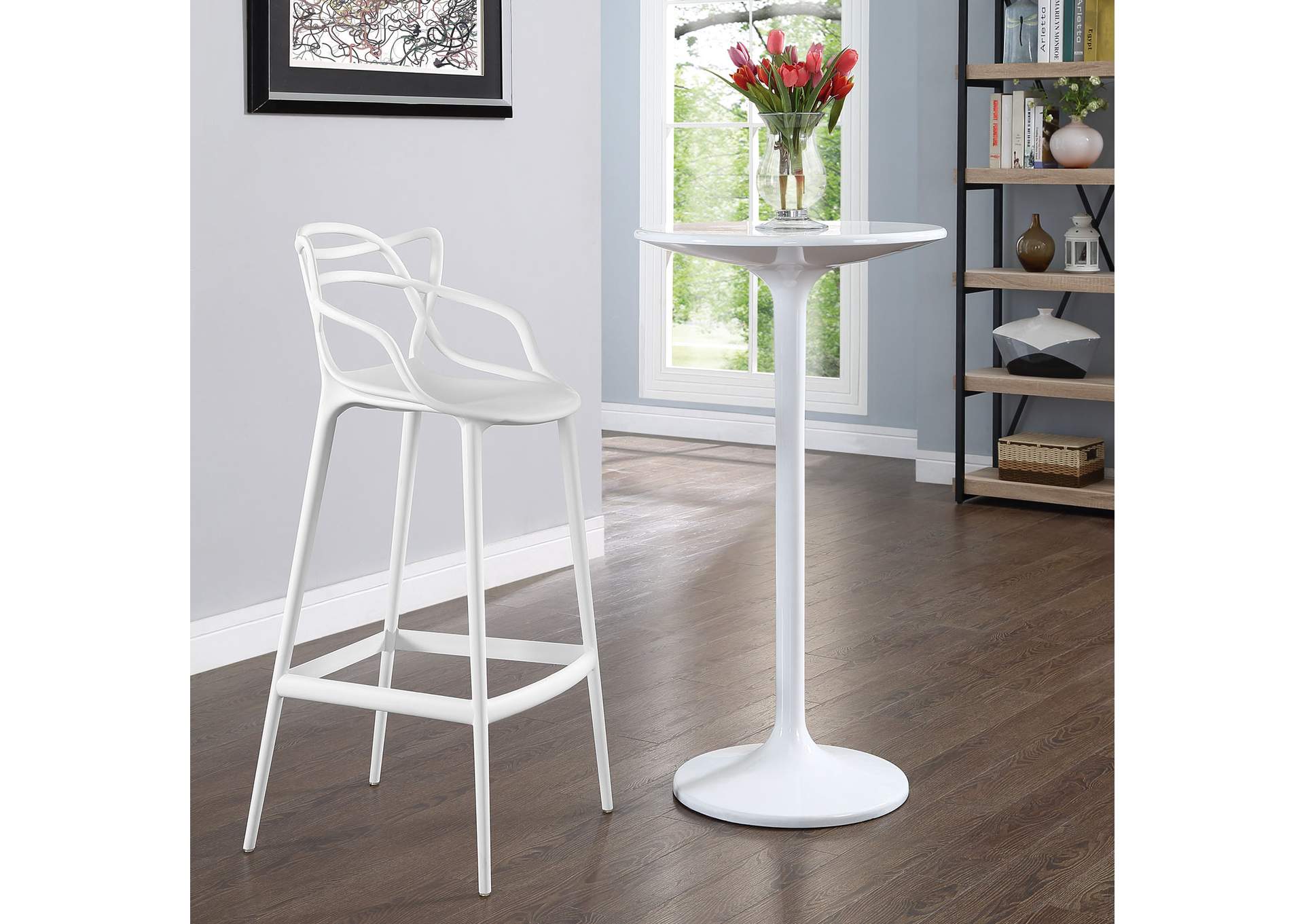 White Entangled Bar Stool,Modway