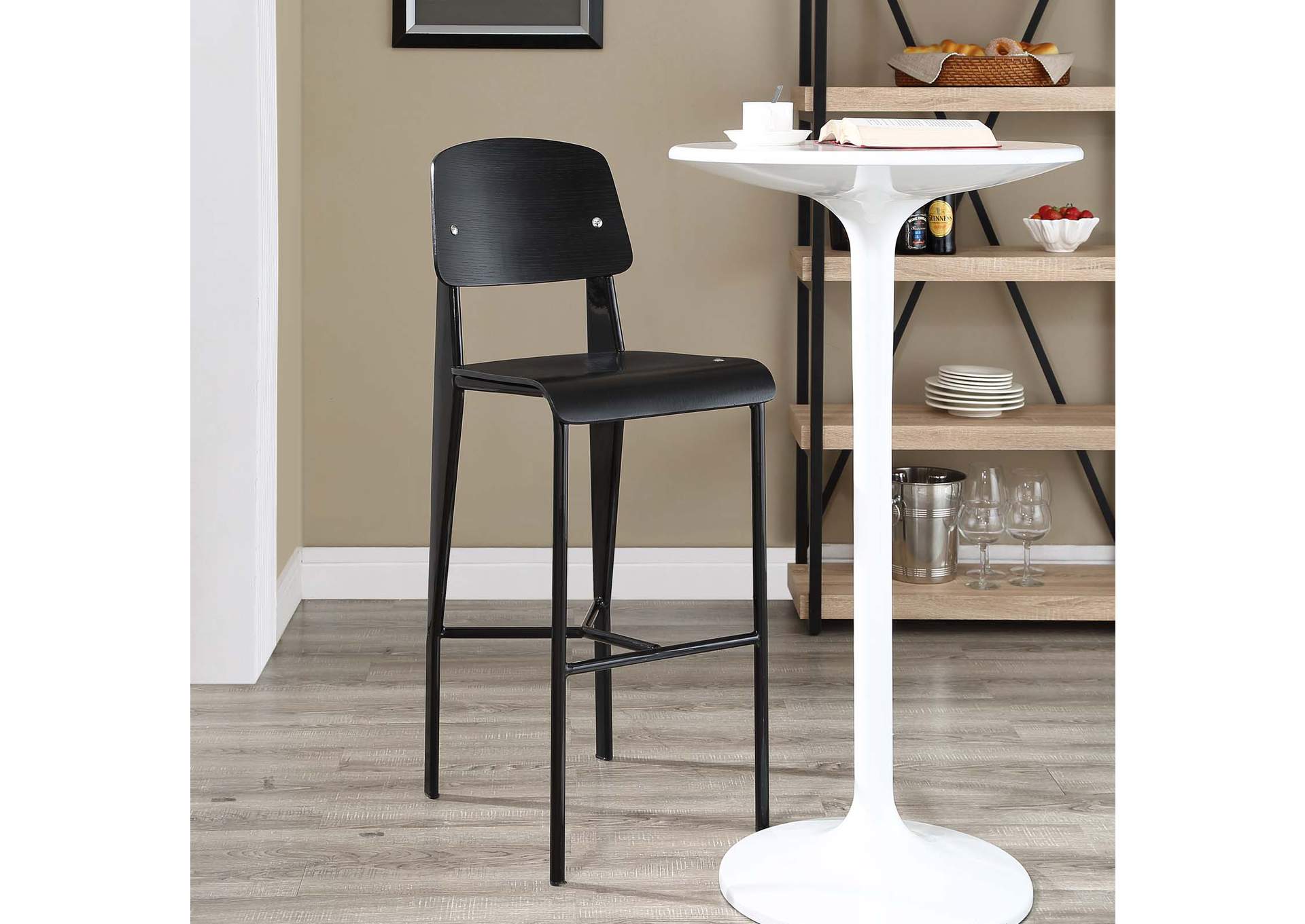 Black Black Cabin Bar Stool,Modway