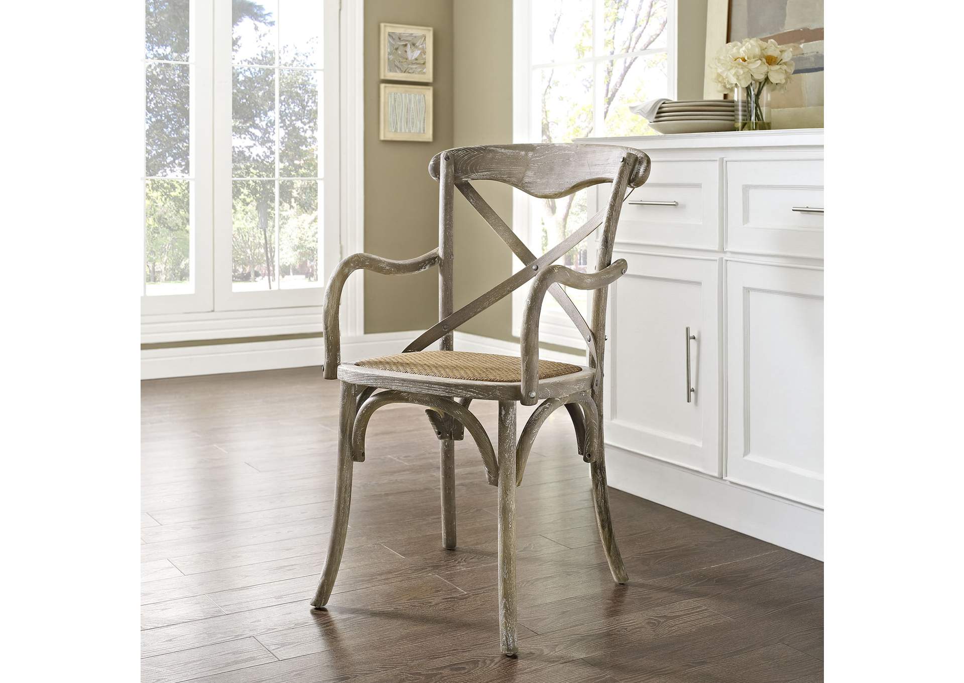 Gray Gear Arm Dining Chair,Modway