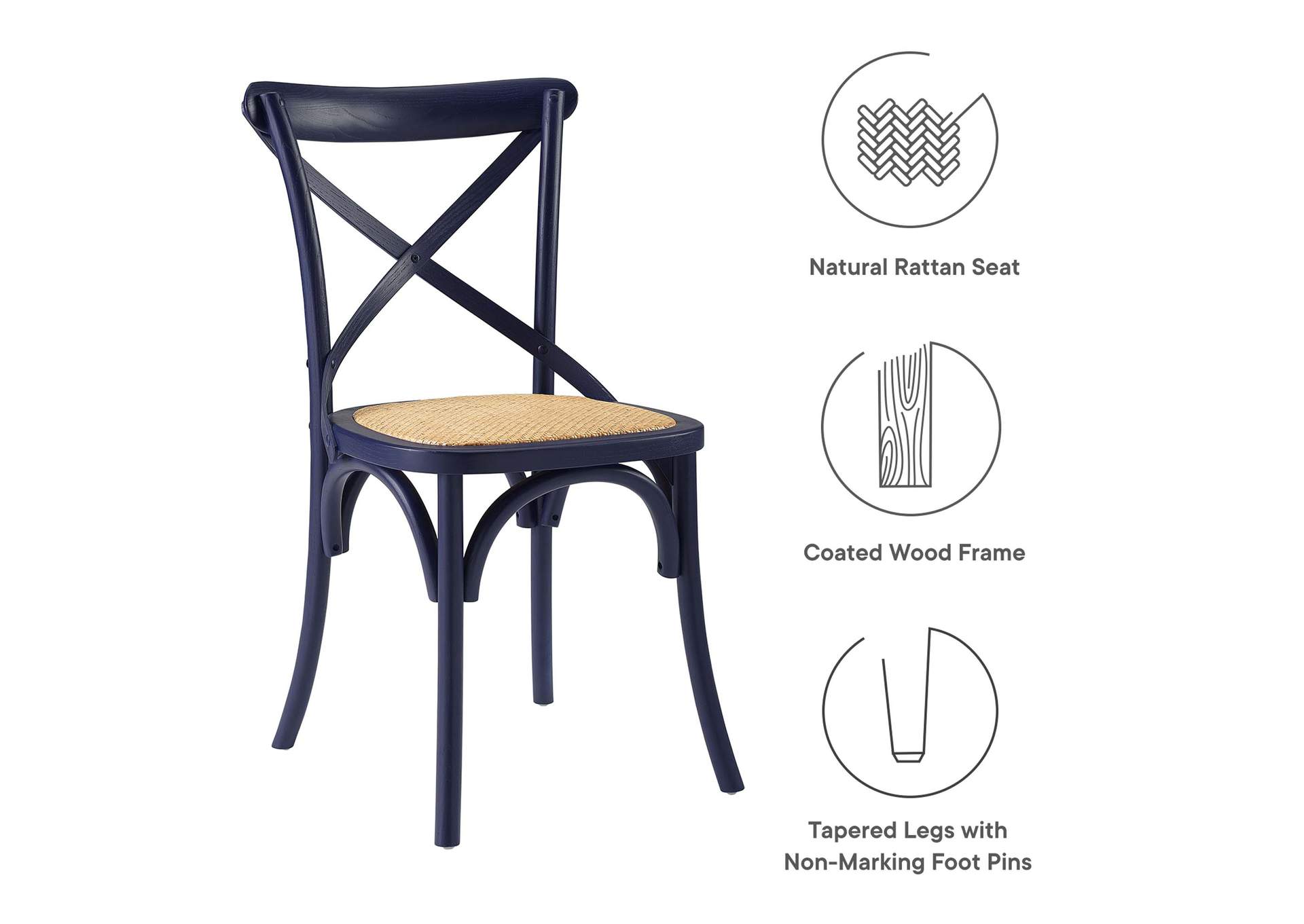 Midnight Blue Gear Dining Side Chair,Modway