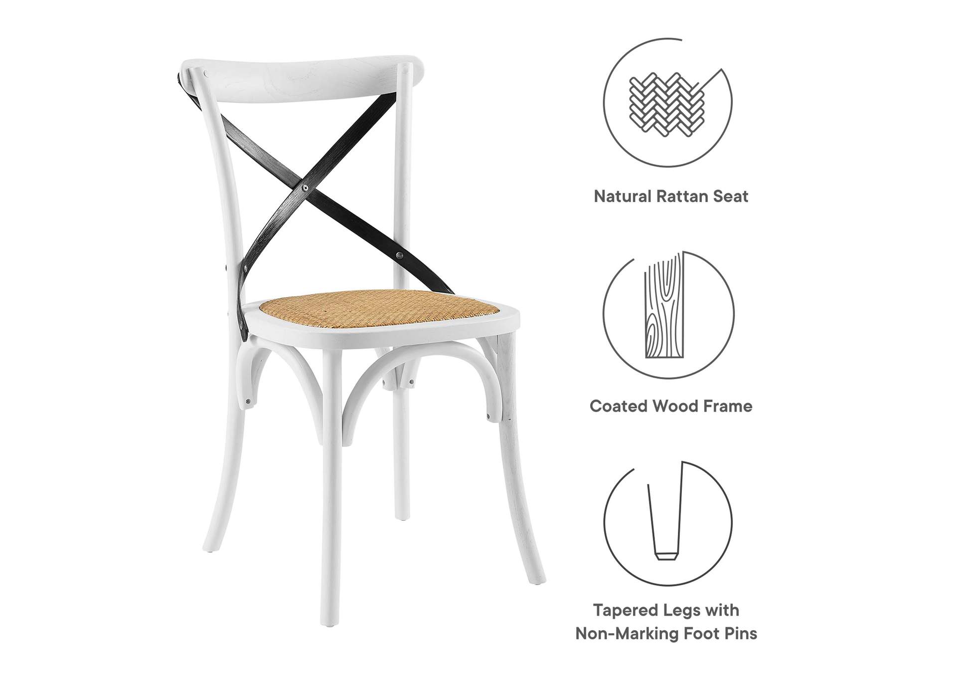 White Black Gear Dining Side Chair,Modway