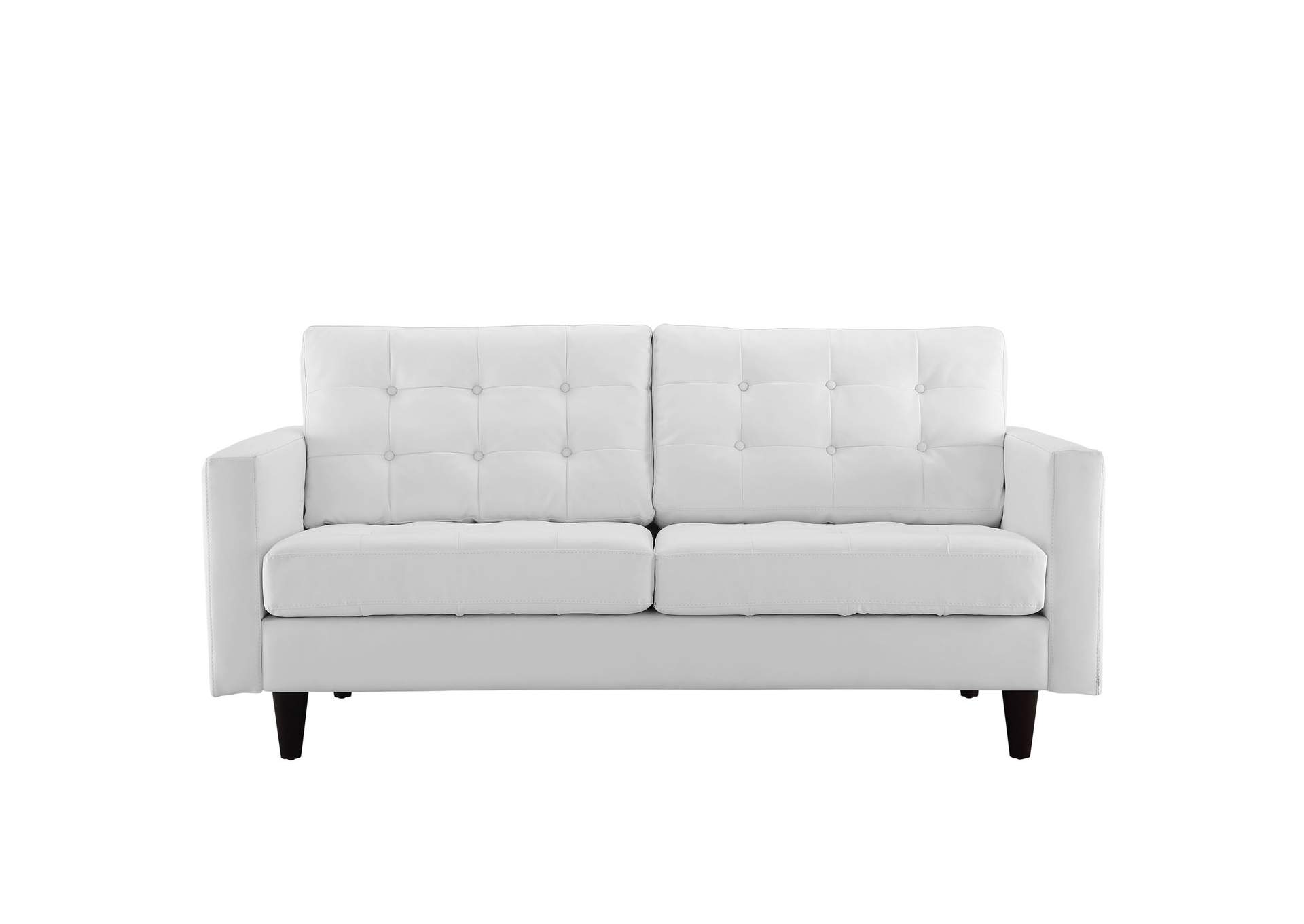 White Empress Bonded Leather Loveseat,Modway