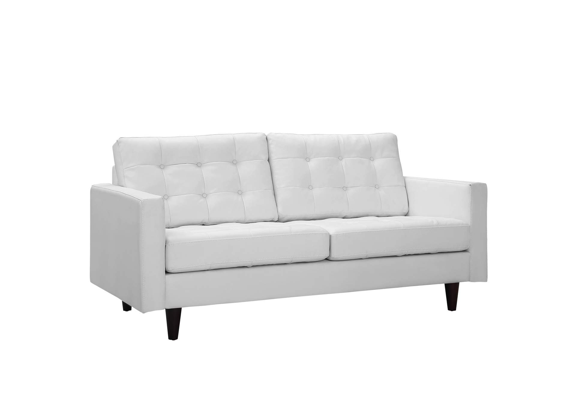 White Empress Bonded Leather Loveseat,Modway