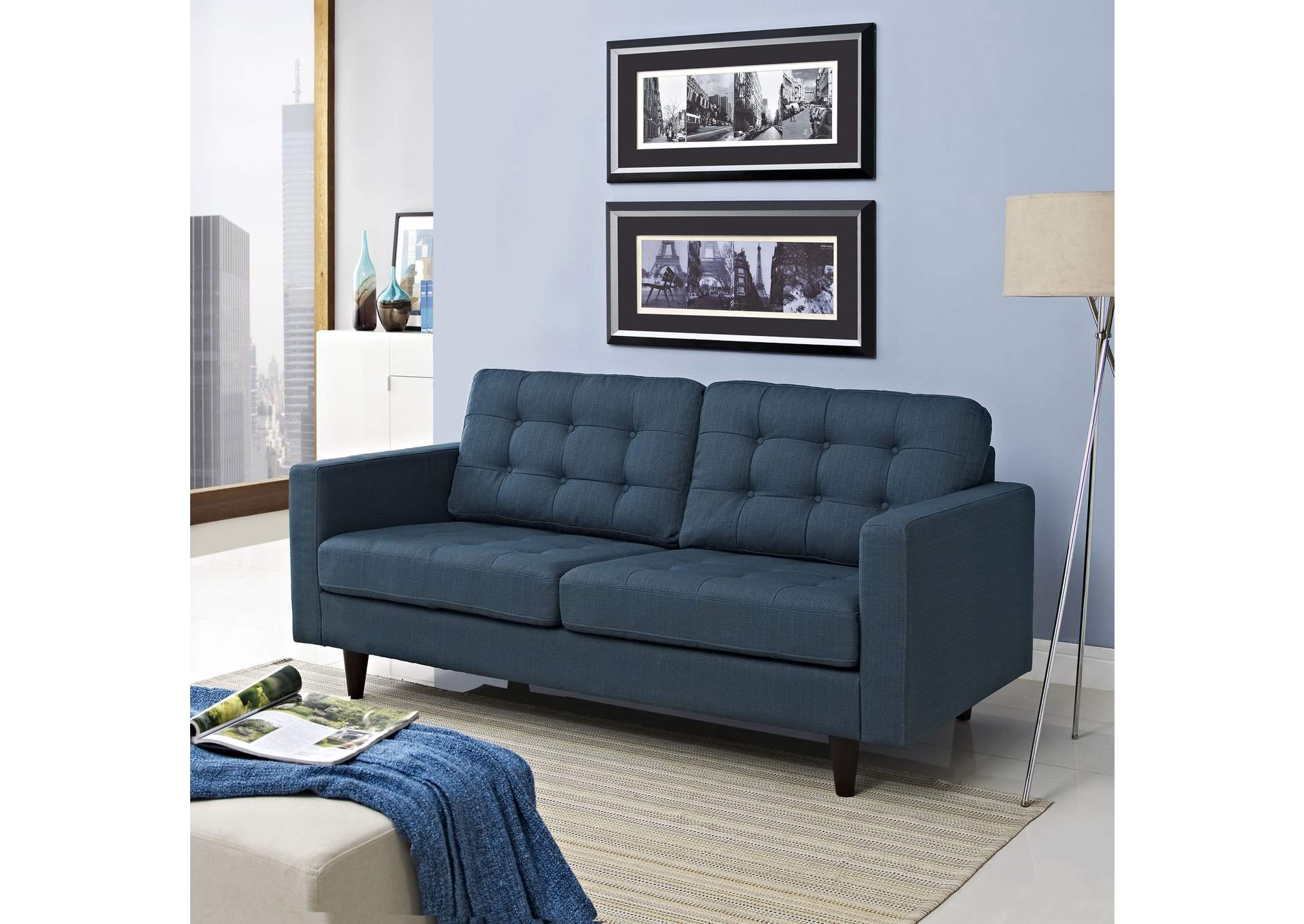 Azure Empress Upholstered Fabric Loveseat,Modway