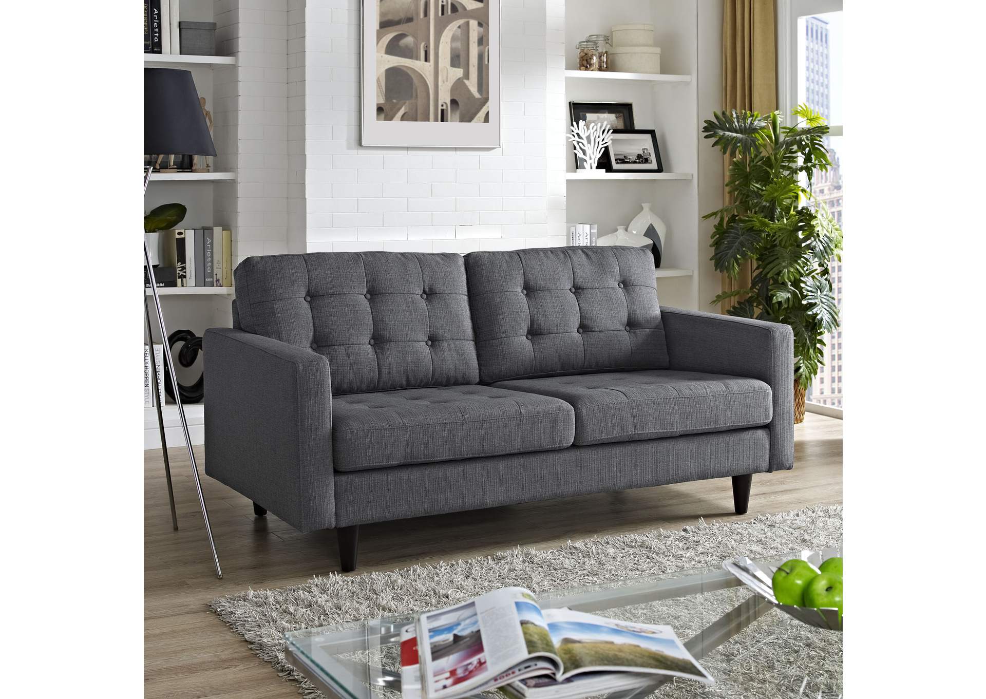 Gray Empress Upholstered Fabric Loveseat,Modway