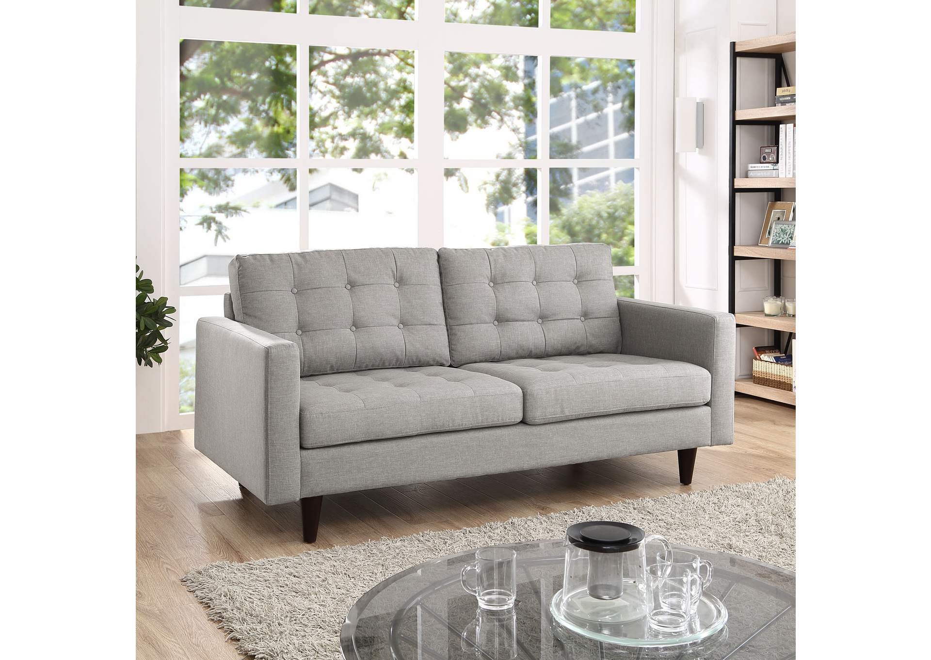 Light Gray Empress Upholstered Fabric Loveseat,Modway