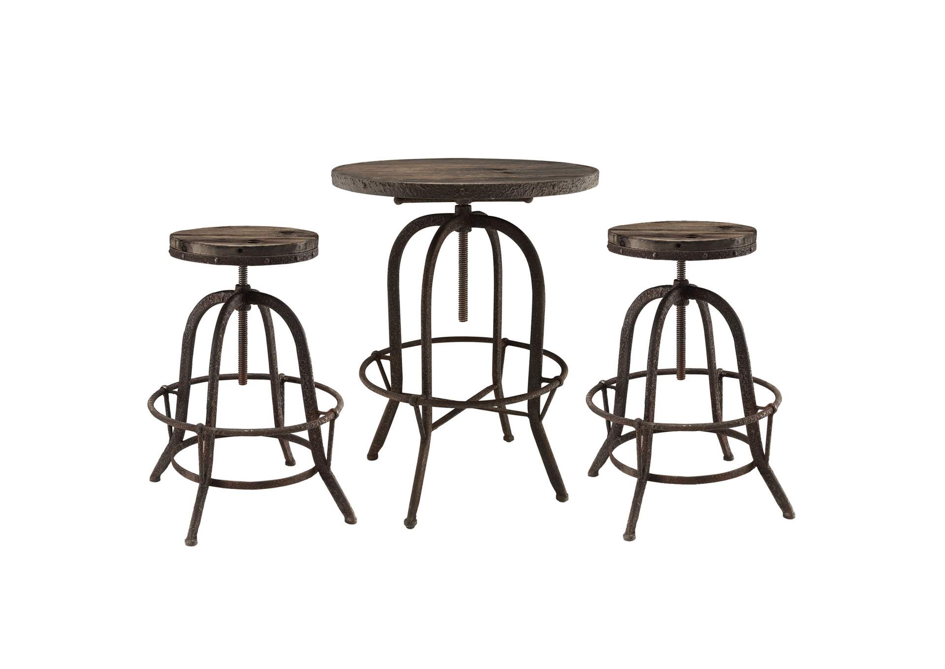 Brown Gather 3 Piece Dining Set,Modway