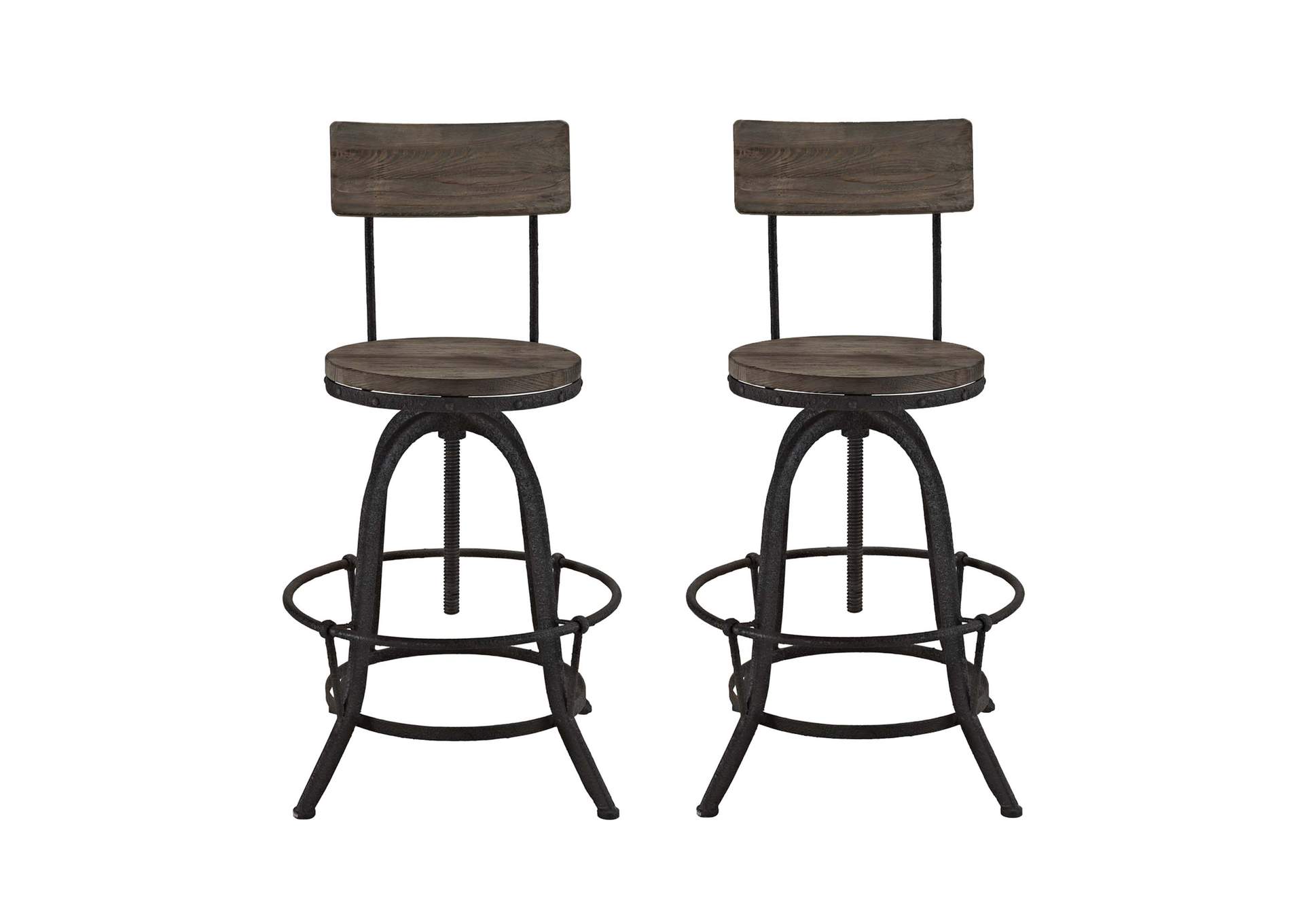 Brown Procure Bar Stool [Set of 2],Modway