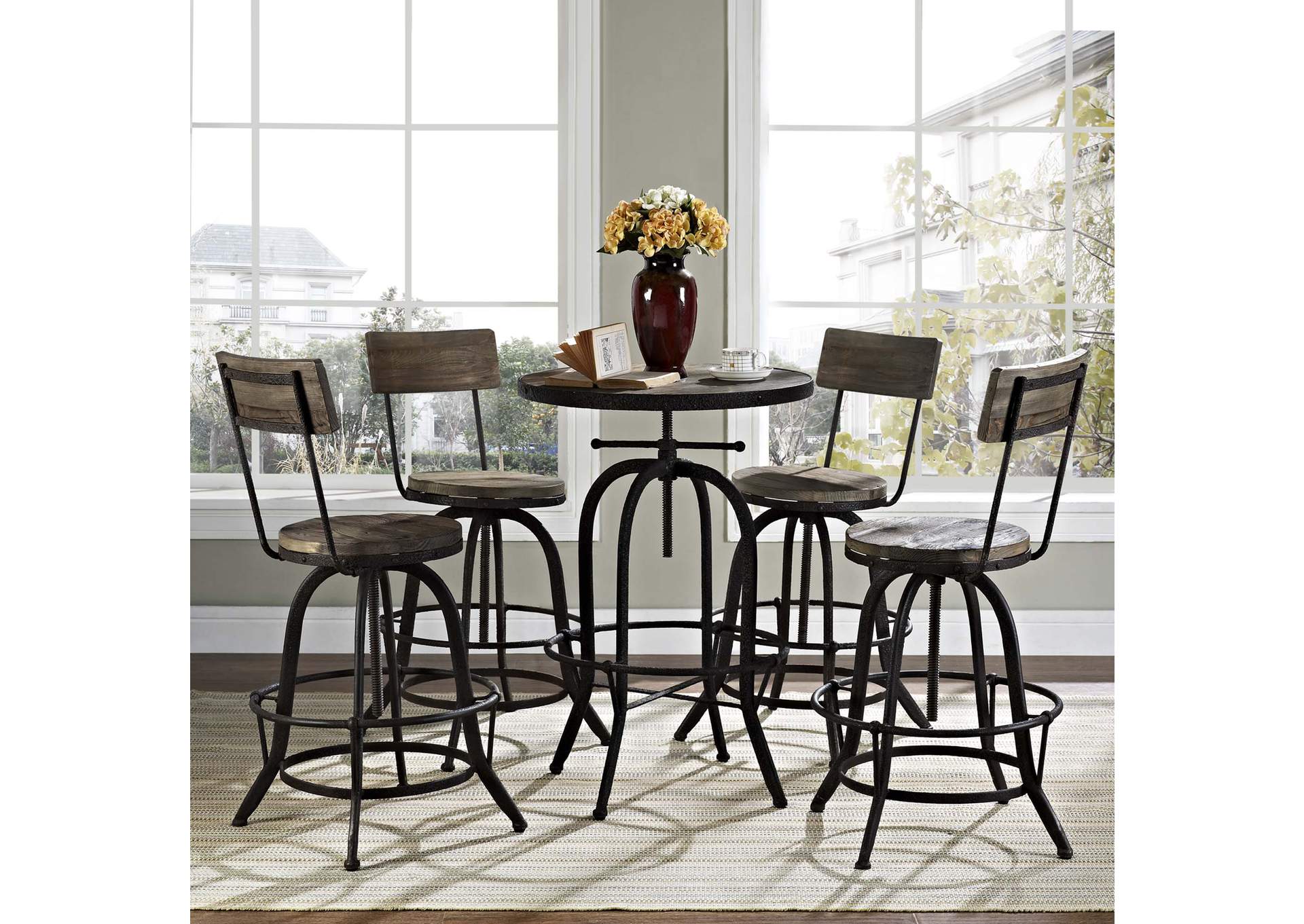 Brown Procure Bar Stool [Set of 4],Modway