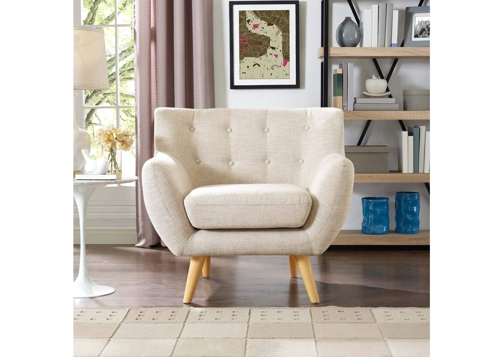 Beige Remark Upholstered Fabric Arm Chair,Modway