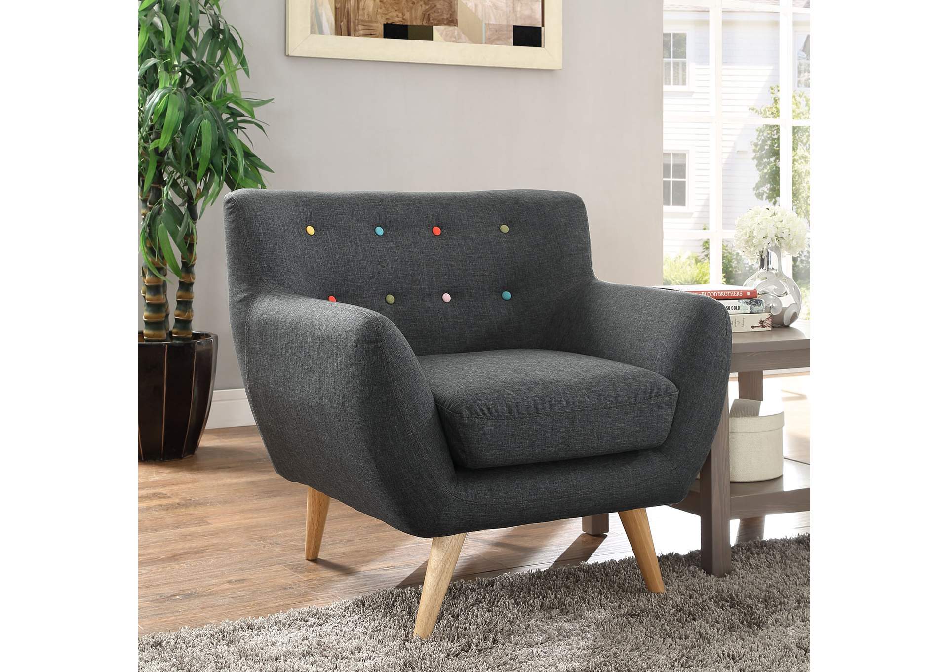 Gray Remark Upholstered Fabric Arm Chair,Modway