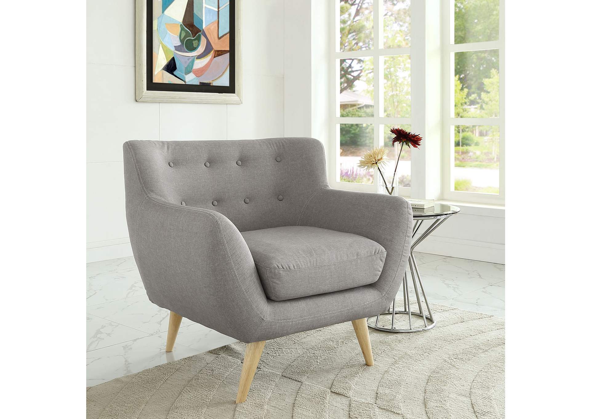 Light Gray Remark Upholstered Fabric Arm Chair,Modway