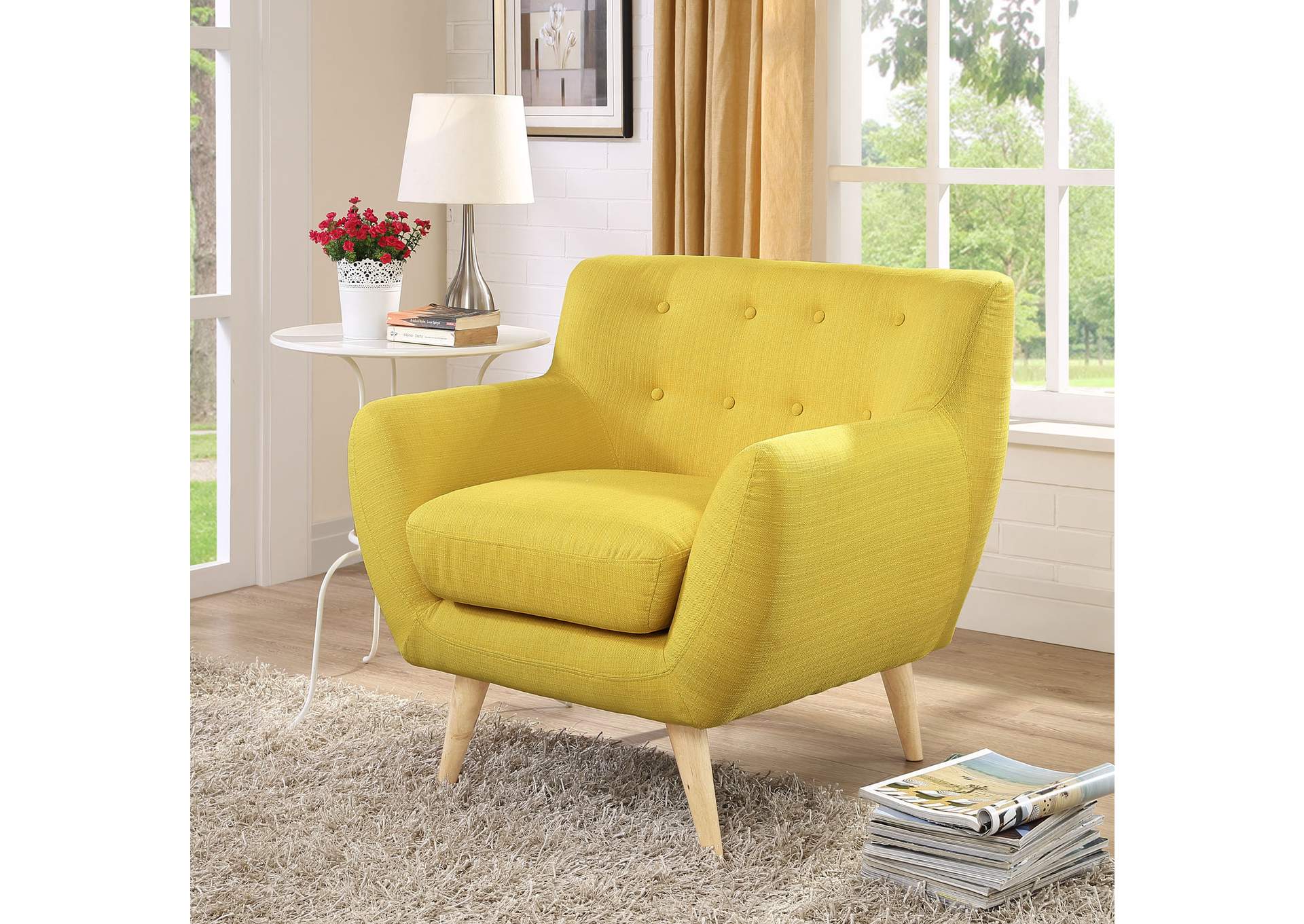 Sunny Remark Upholstered Fabric Arm Chair,Modway