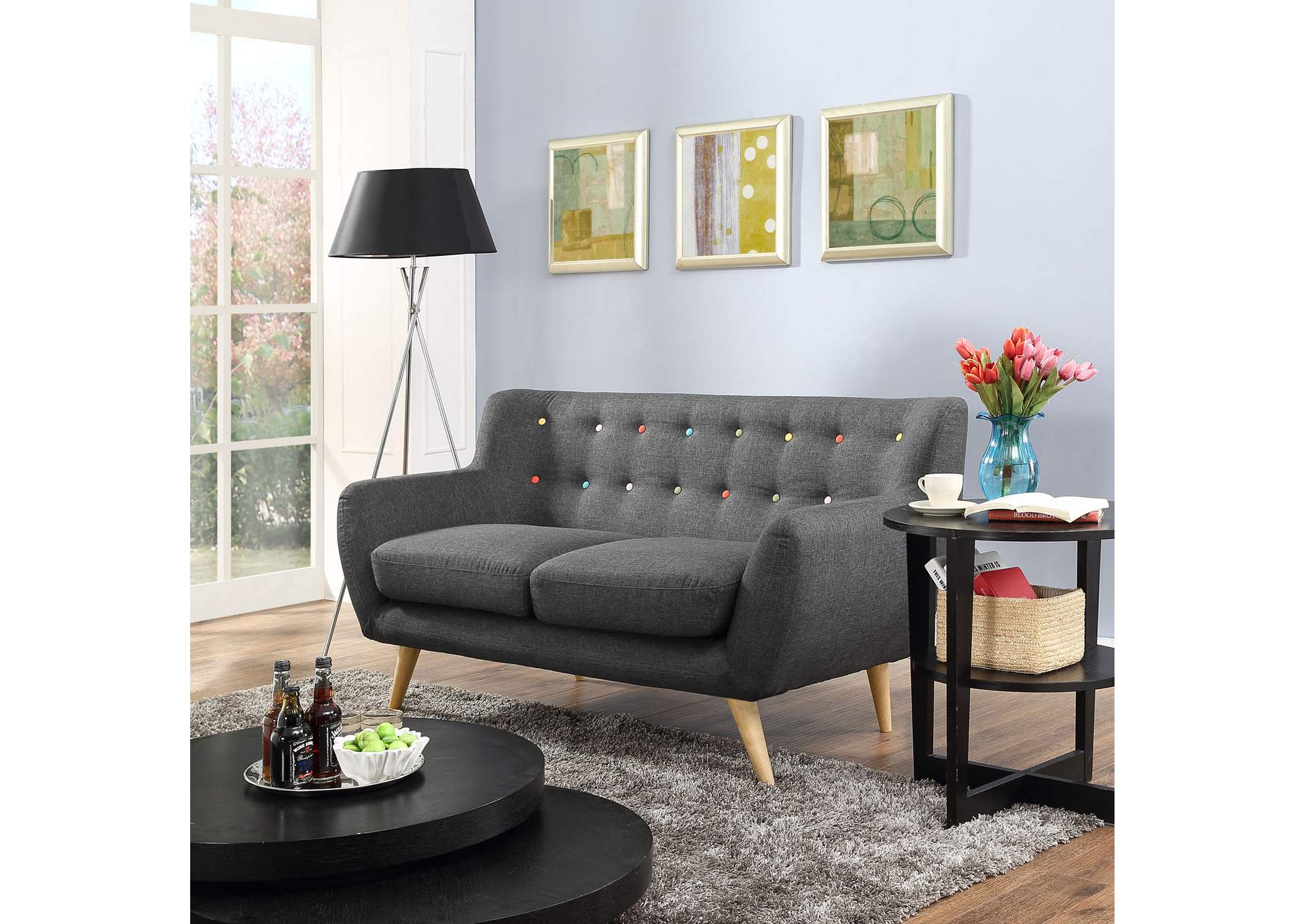 Gray Remark Upholstered Fabric Loveseat,Modway