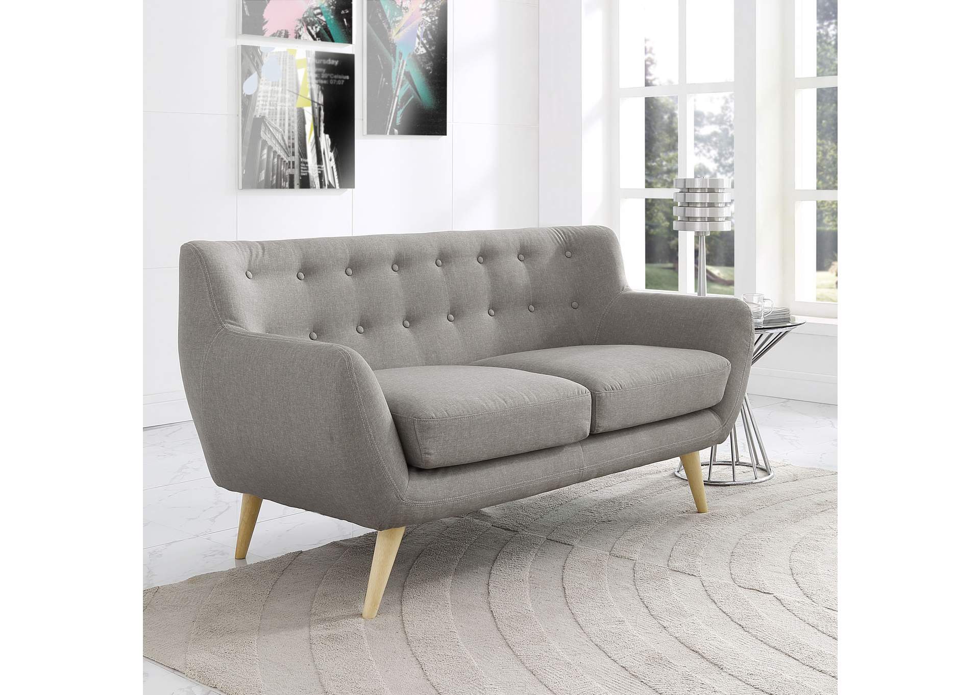 Light Gray Remark Upholstered Fabric Loveseat,Modway