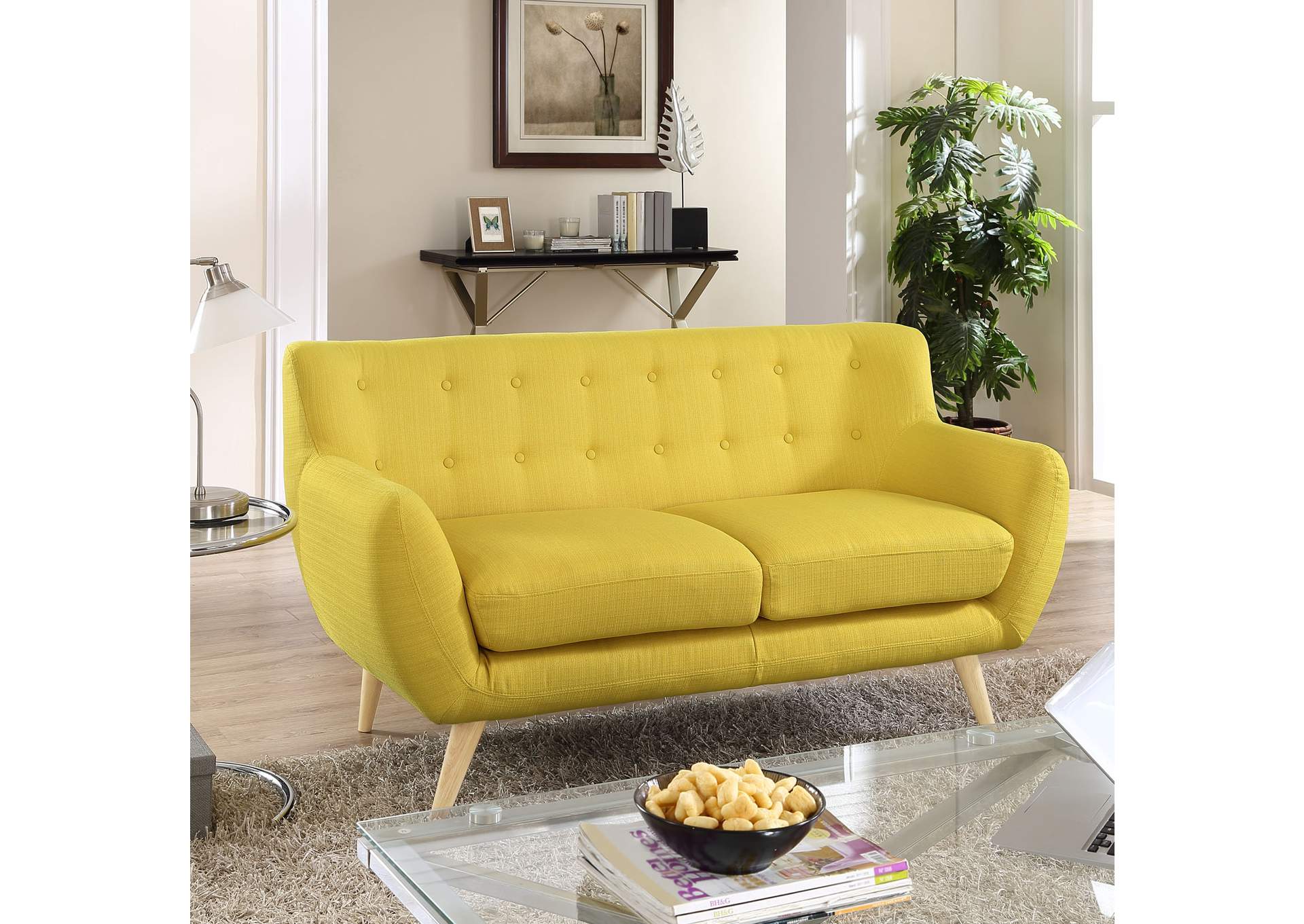 Sunny Remark Upholstered Fabric Loveseat,Modway