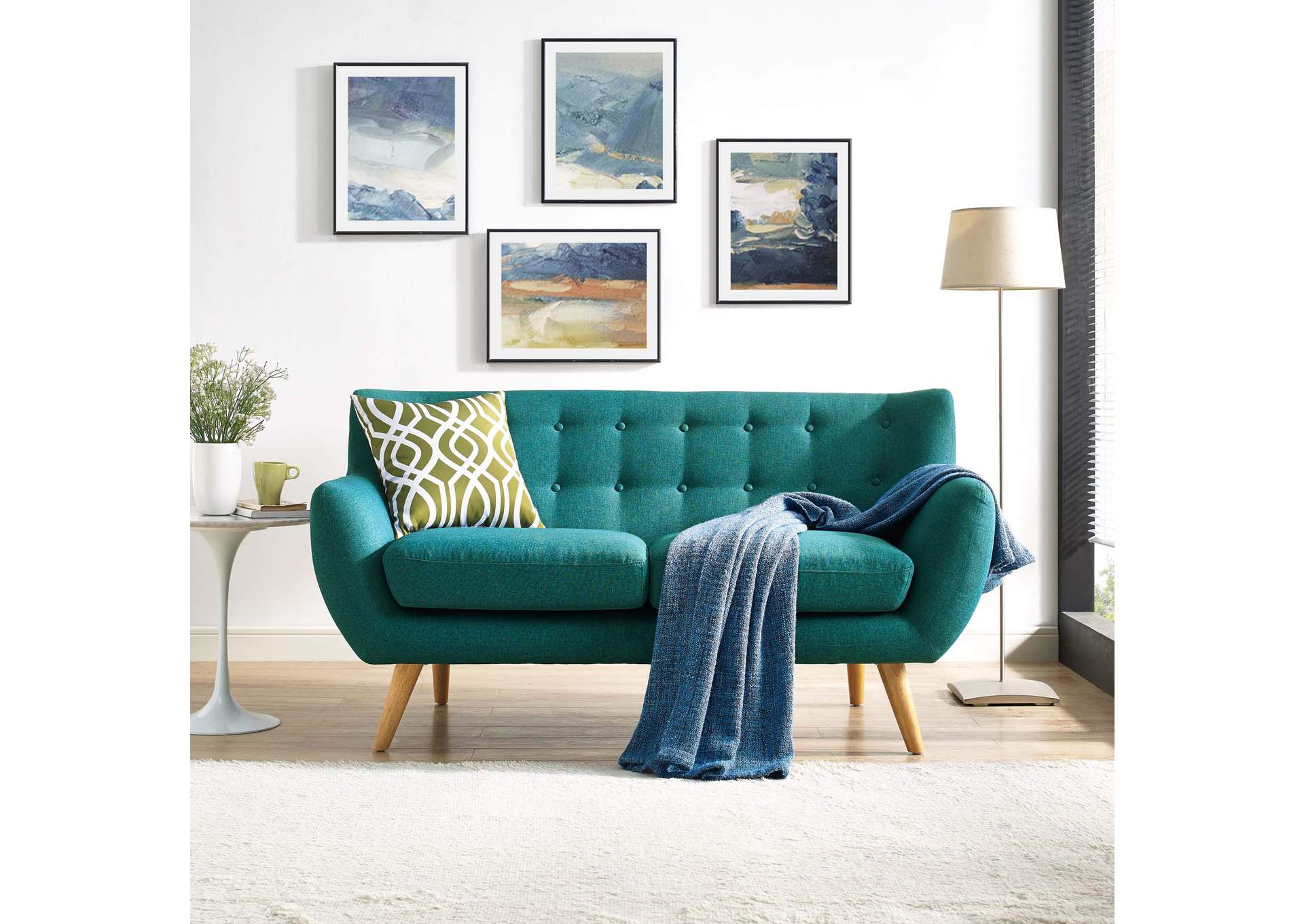 Teal Remark Upholstered Fabric Loveseat,Modway