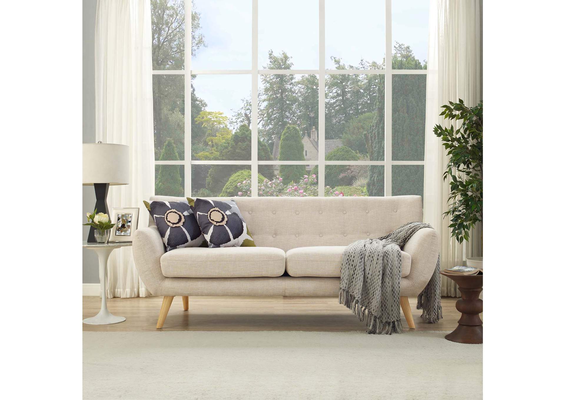 Beige Remark Upholstered Fabric Sofa,Modway