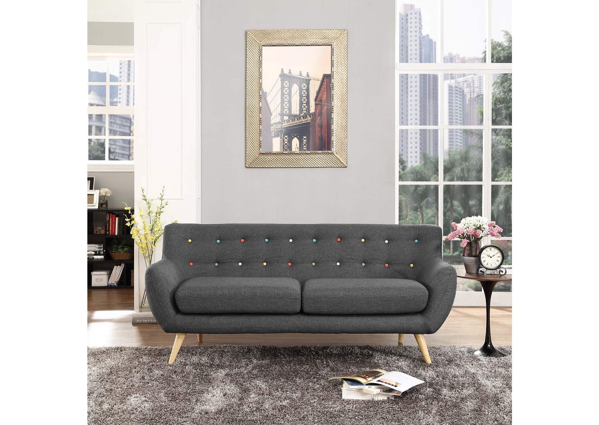 Gray Remark Upholstered Fabric Sofa,Modway