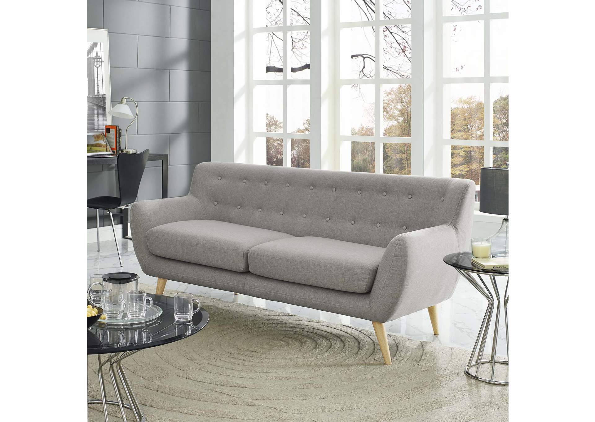 Light Gray Remark Upholstered Fabric Sofa,Modway