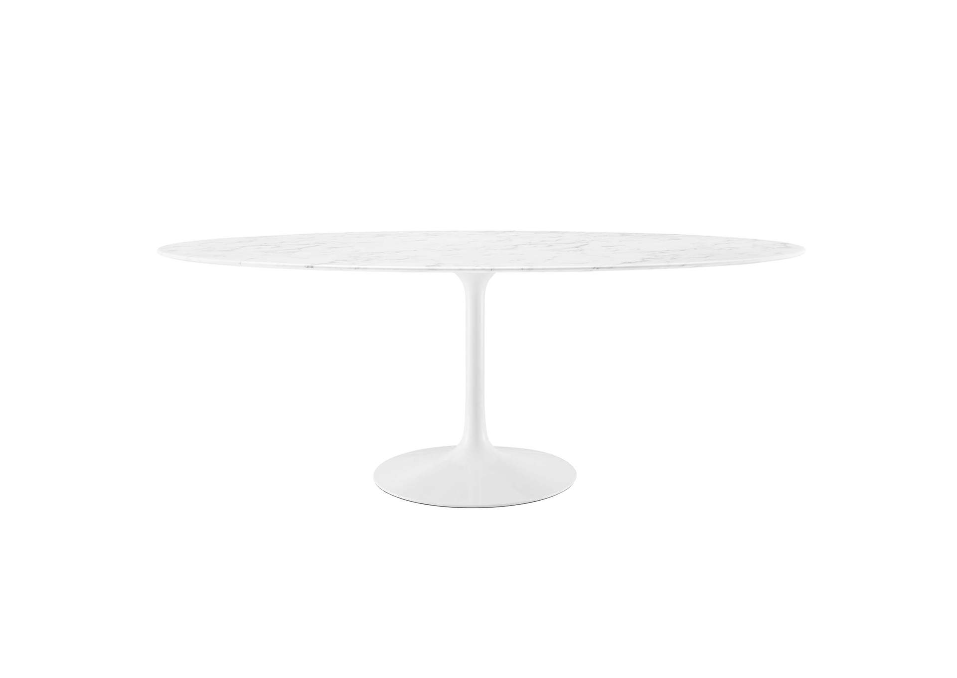 White Lippa 78" Oval Artificial Marble Dining Table,Modway