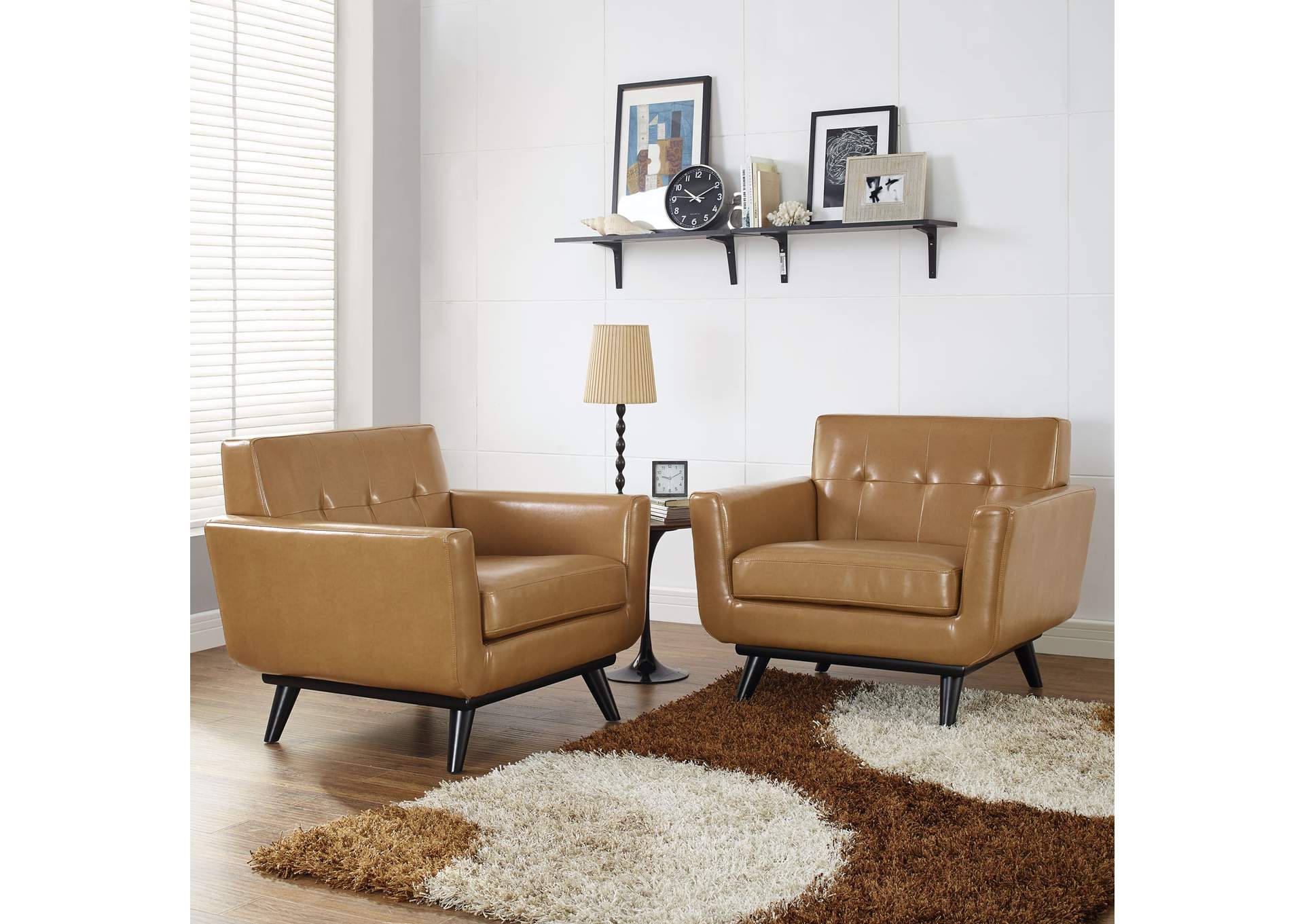 Tan Engage Leather Sofa Set,Modway