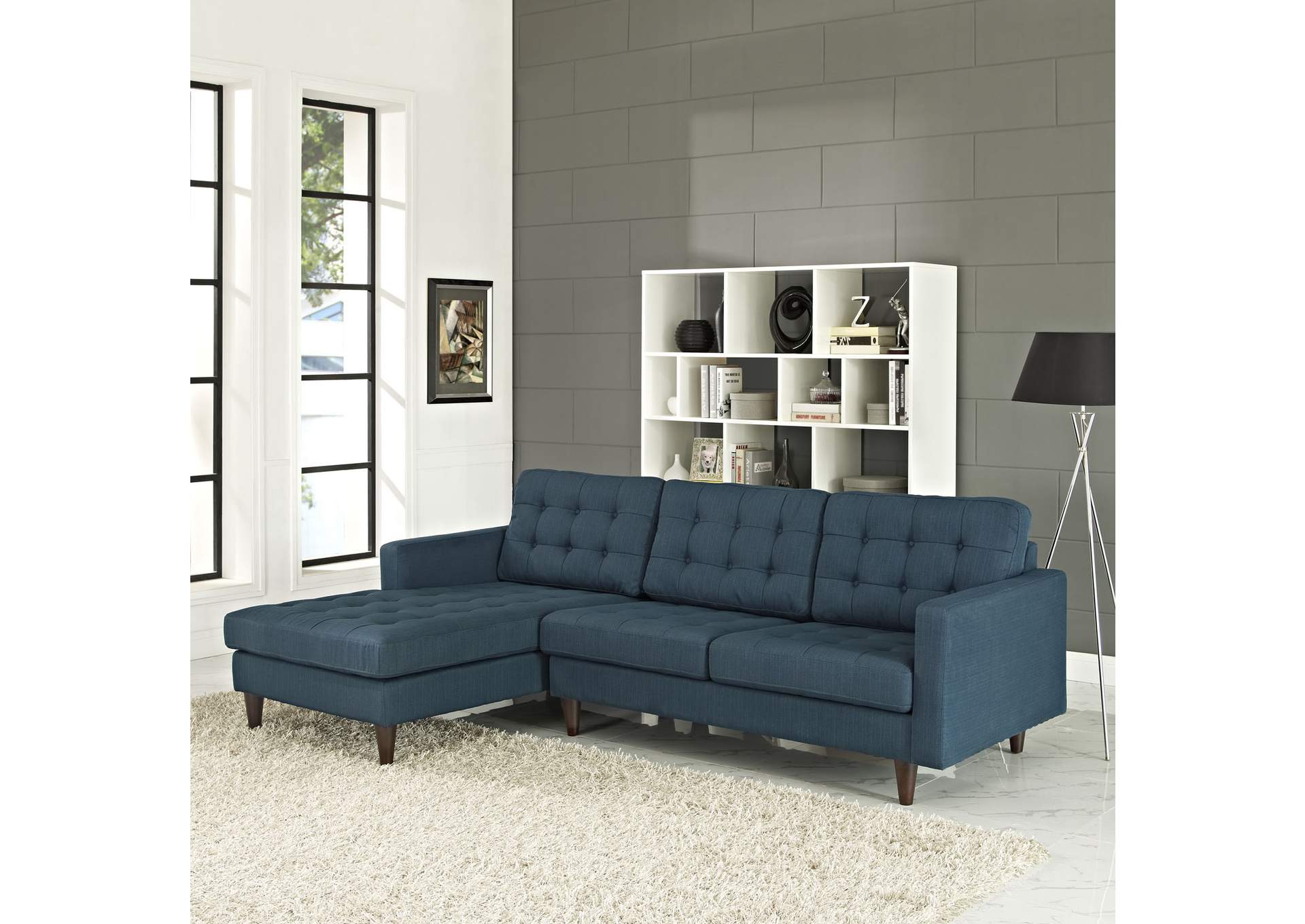 Azure Empress Left-Facing Upholstered Fabric Sectional Sofa,Modway