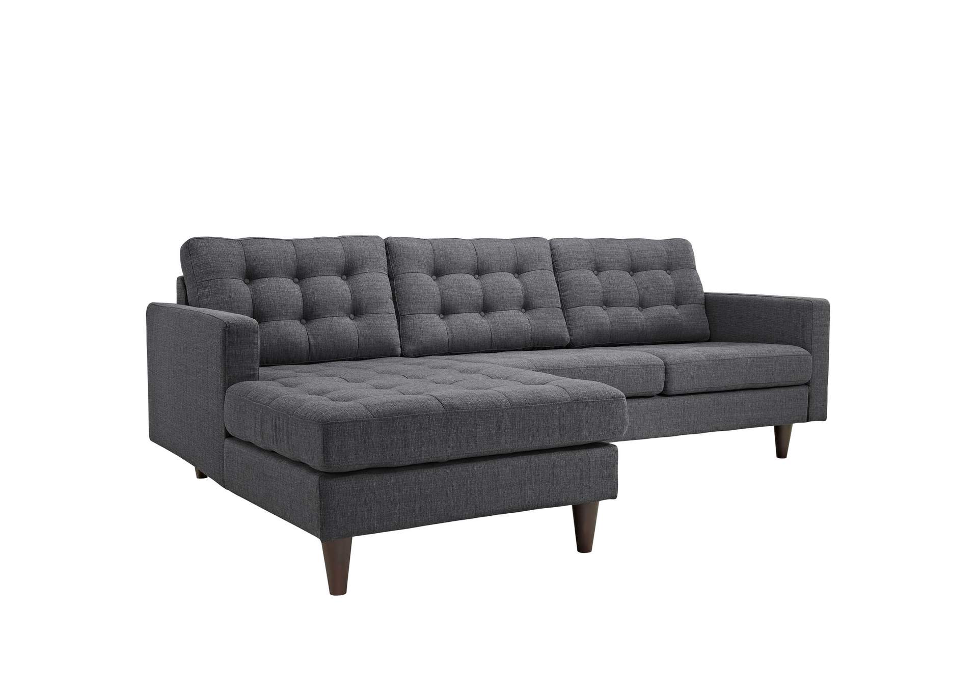 Gray Empress Left-Facing Upholstered Fabric Sectional Sofa,Modway