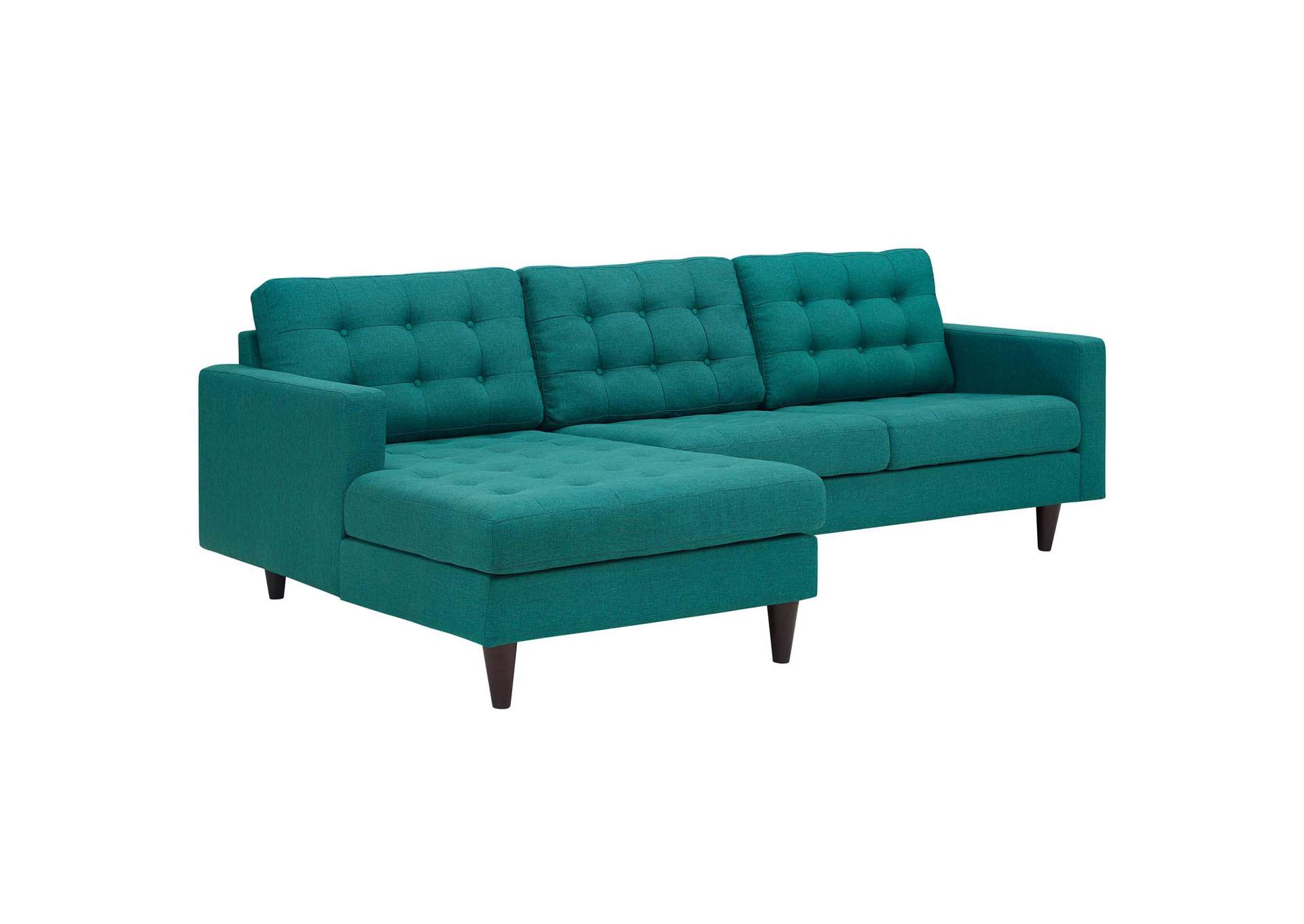 Teal Empress Left-Facing Upholstered Fabric Sectional Sofa,Modway