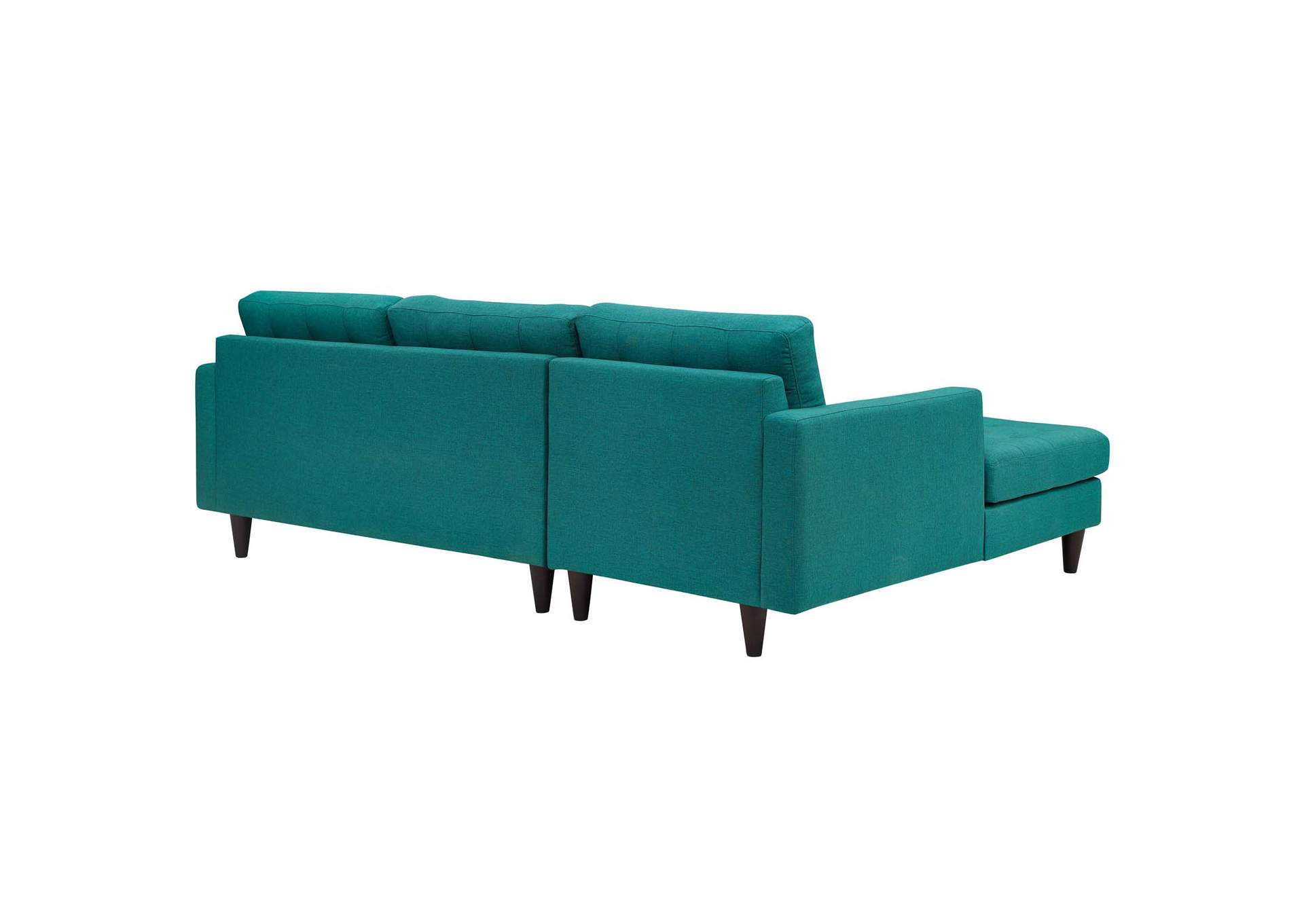 Teal Empress Left-Facing Upholstered Fabric Sectional Sofa,Modway