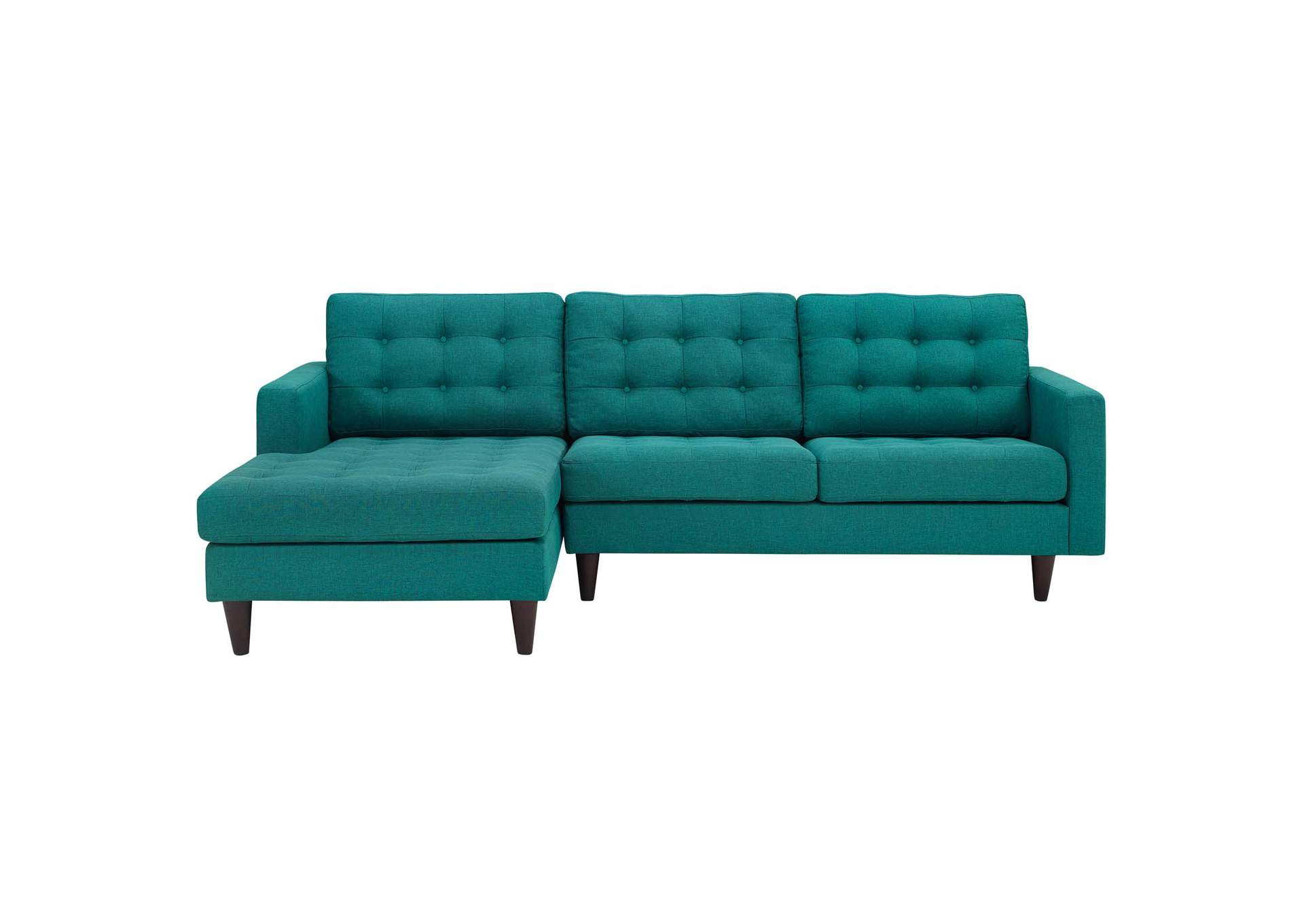 Teal Empress Left-Facing Upholstered Fabric Sectional Sofa,Modway