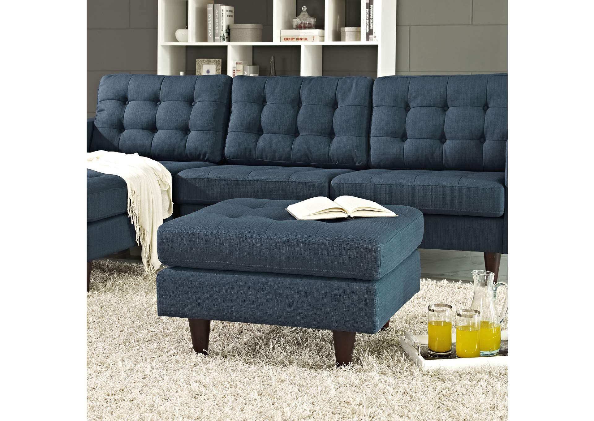 Azure Empress Upholstered Fabric Ottoman,Modway